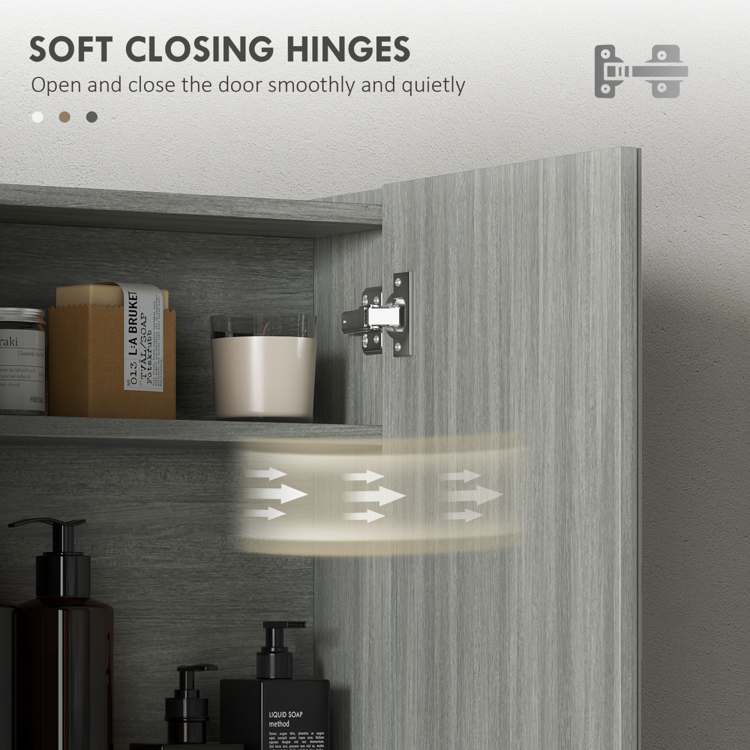 HOMCOM Wall Mount Medicine Cabinet with Mirror, Bathroom Mirror Cabinet Storage Organizer with Adjustable Shelf, Double Door Cupboard, Soft Closing,