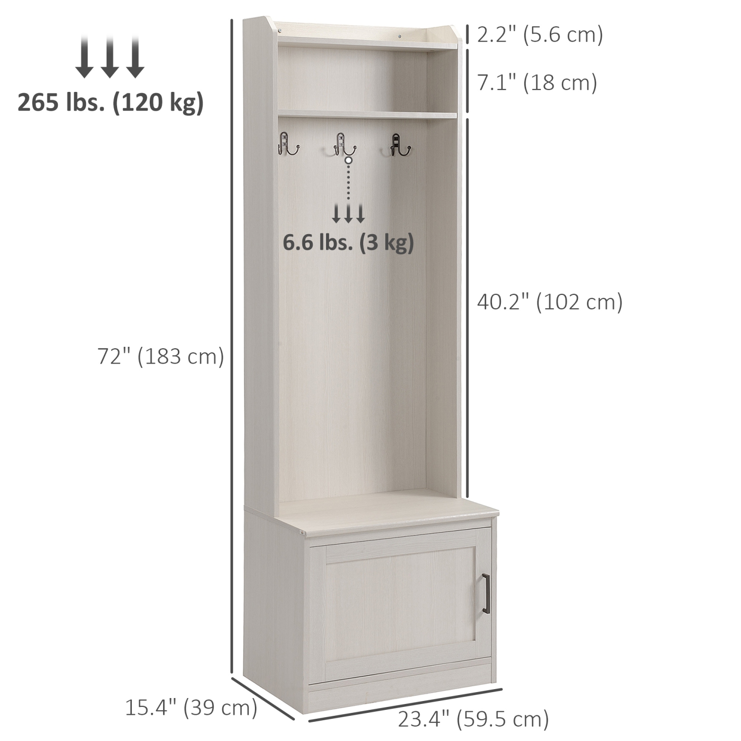 HOMCOM Coat Rack with Shoe Storage Bench, Modern 3-in-1 Hall Tree with 2-tier Entryway Bench, Shelves and Hanging Hooks, Coat Hanger Stand for
