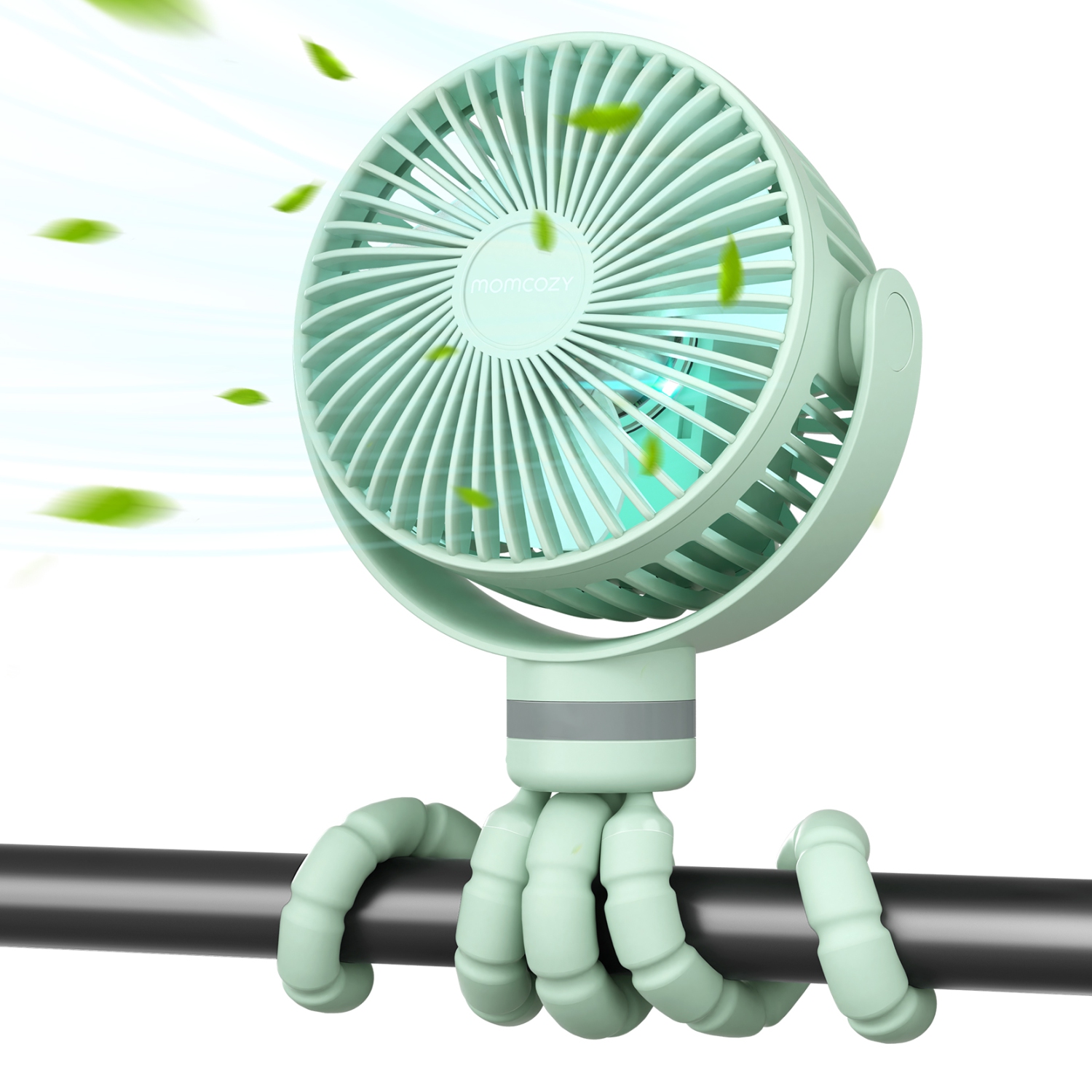 Momcozy Portable Stroller Fan, 8000mAh, 27H Ultra-long Battery Life, Detachable 4 Speed 360°Rotate, LED Night Light with 2 Modes, USB Rechargeable