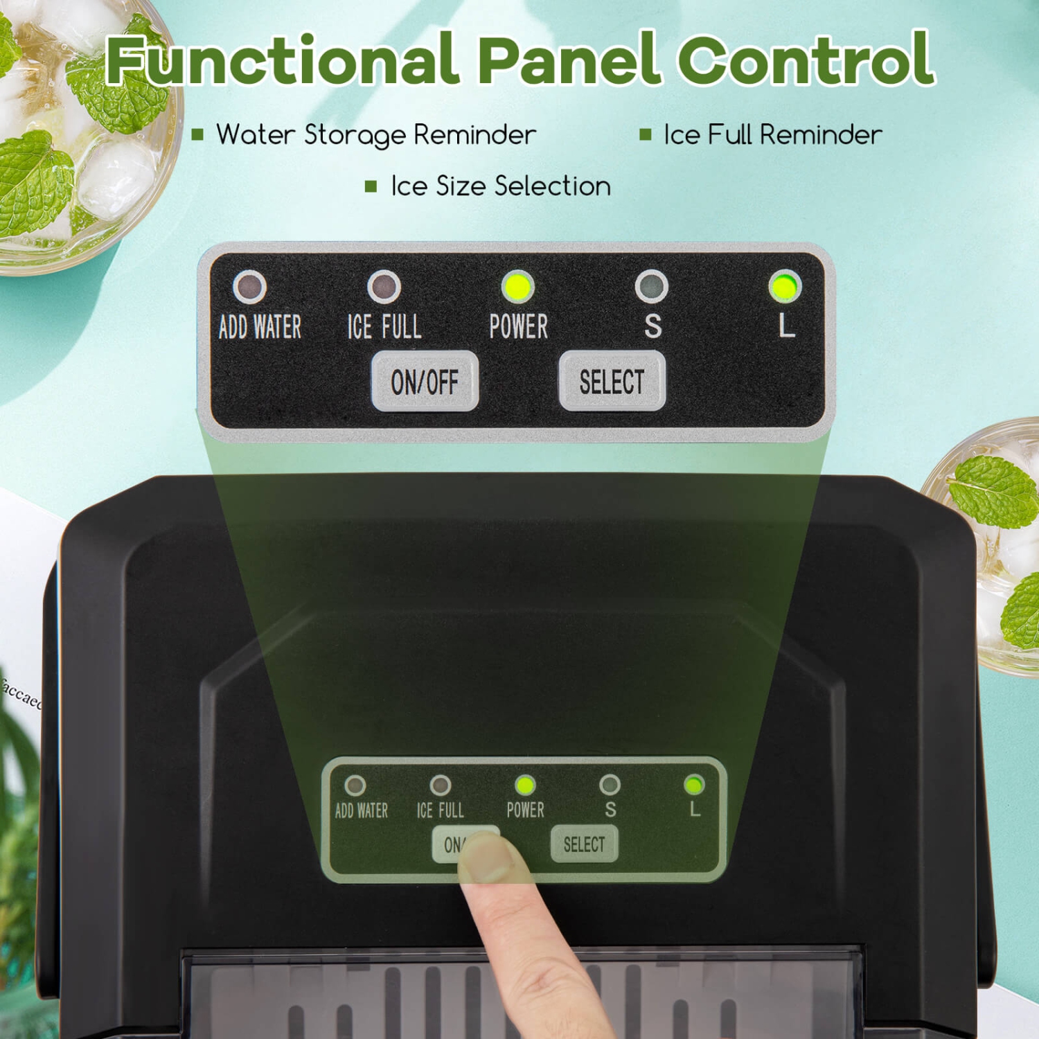 Costway Countertop Ice Maker Portable Ice Making Machine 6-13 Mins 9 Ice 26.5 lbs/24 Hrs