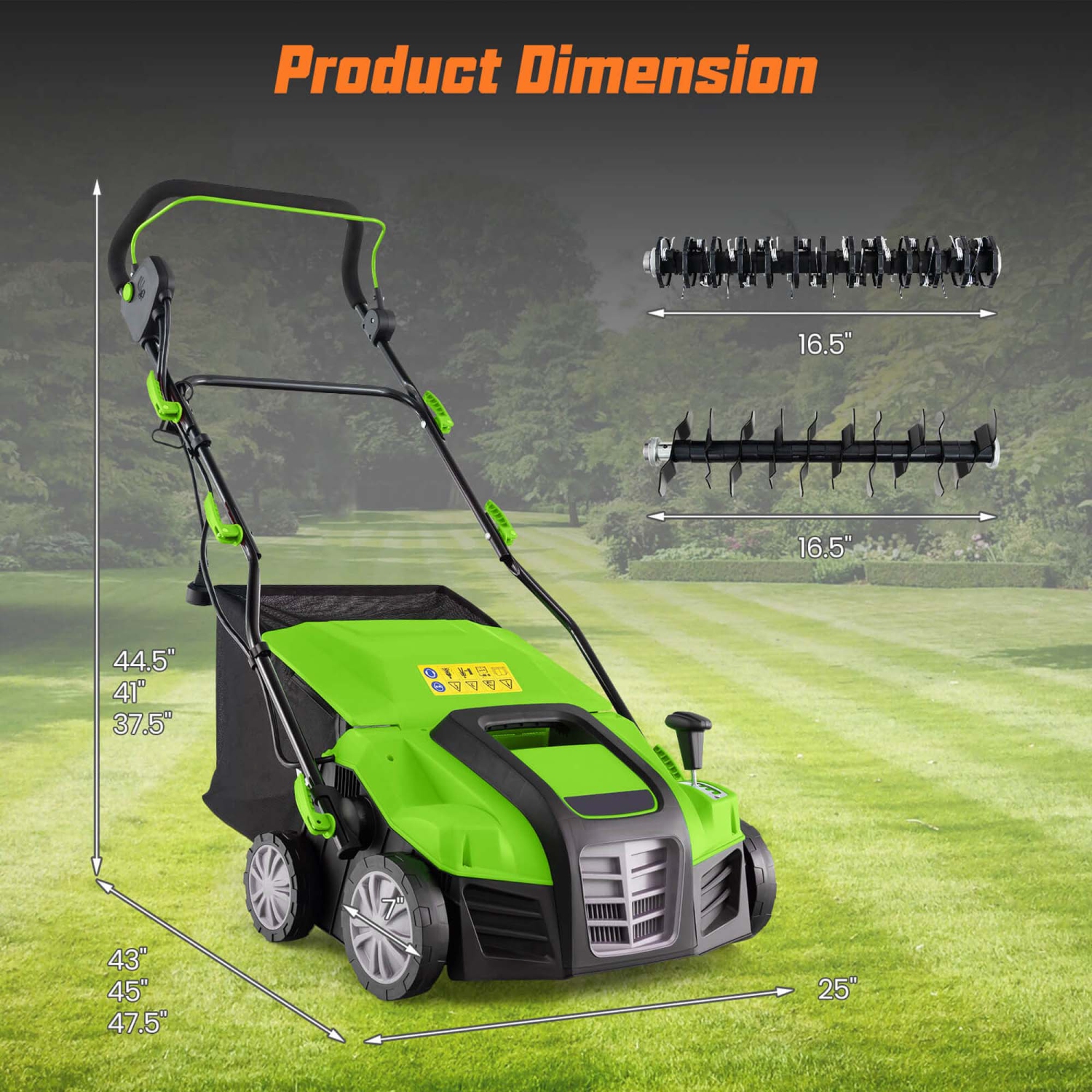 IRONMAX 16-Inch Electric Dethatcher & Scarifier 15A 2-In-1 Lawn Dethatcher