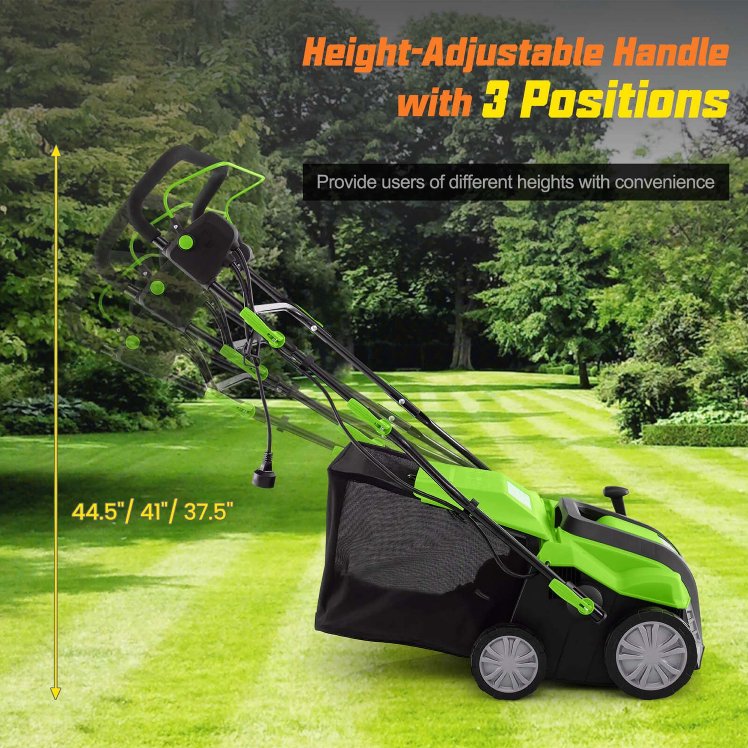 IRONMAX 16-Inch Electric Dethatcher & Scarifier 15A 2-In-1 Lawn Dethatcher