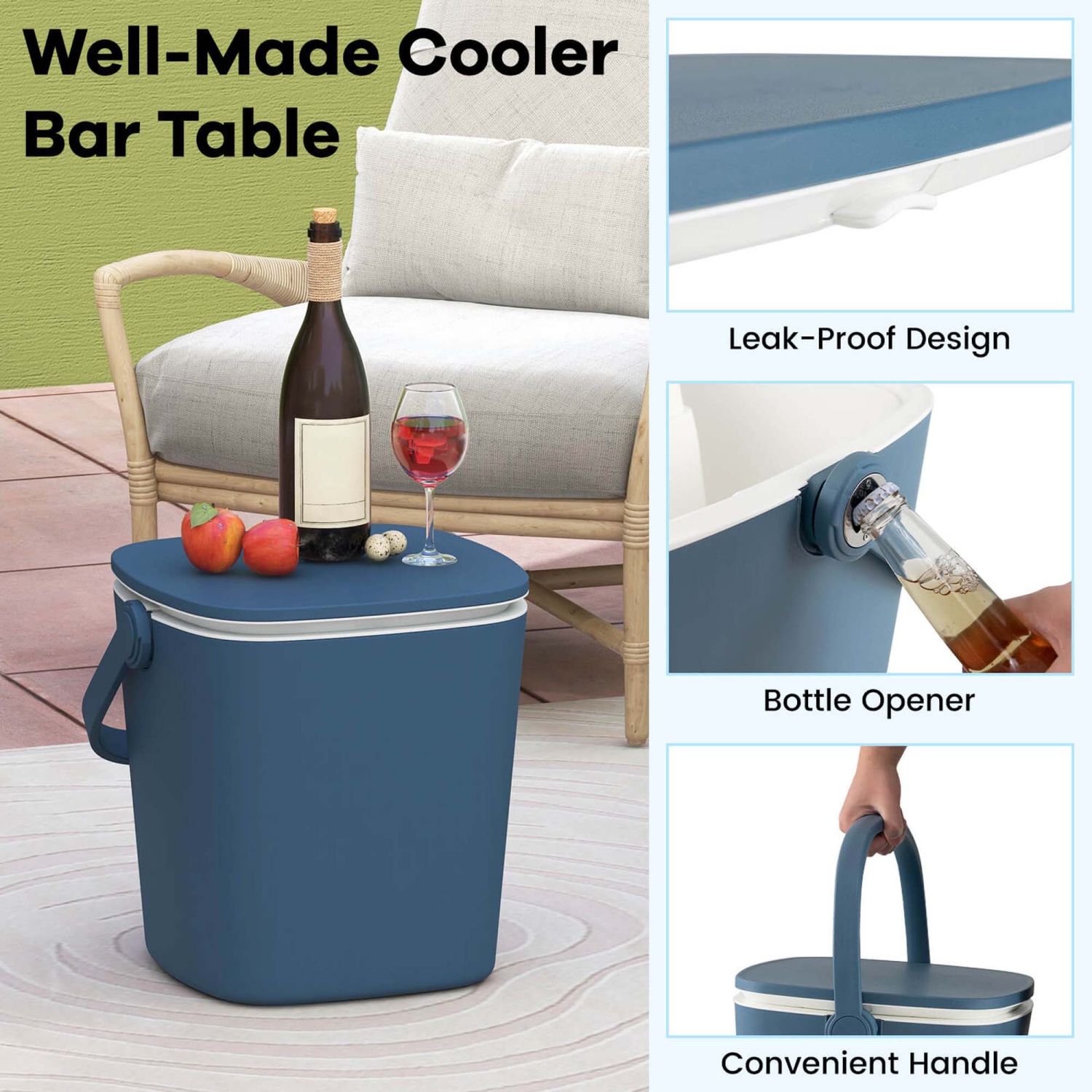 Table-bar portative avec ouvre-bouteille et couvercle supérieur de Costway pour glacière de 4 gallons