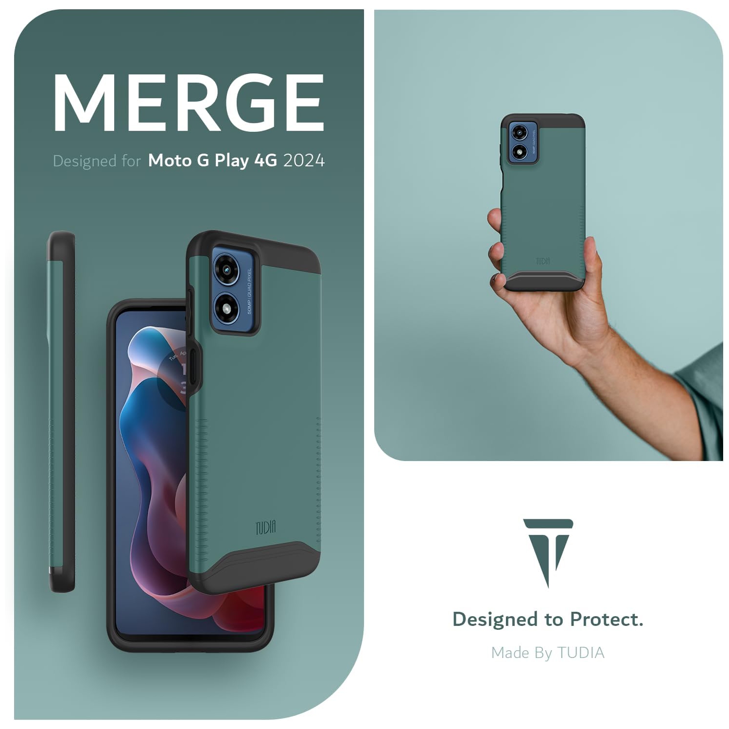 TUDIA Merge Motorola Moto G Play 4G 2024 Case Dual Layer - Hunter Green