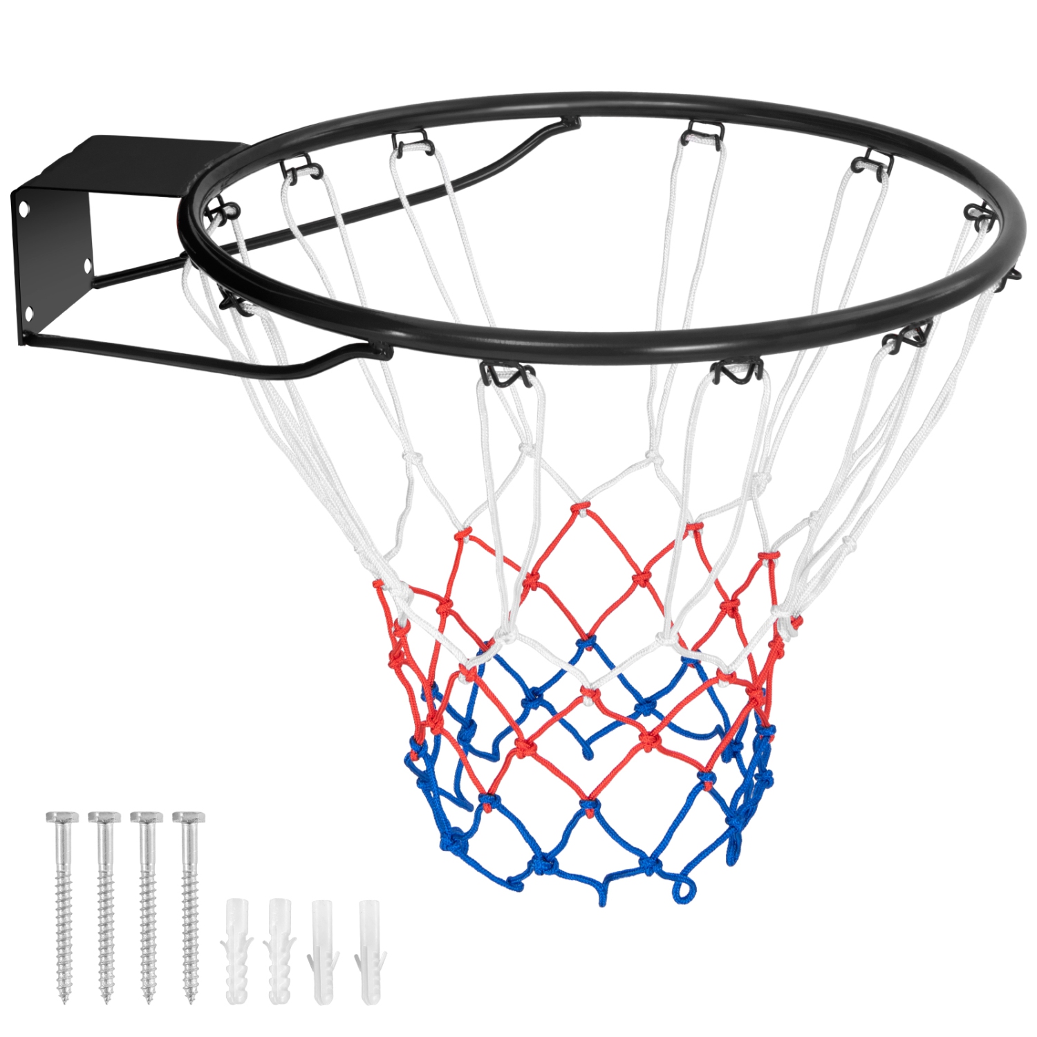 Gymax 15'' Basketball Rim Wall Door Mounted Basketball Hoop w/ All Weather Net Black