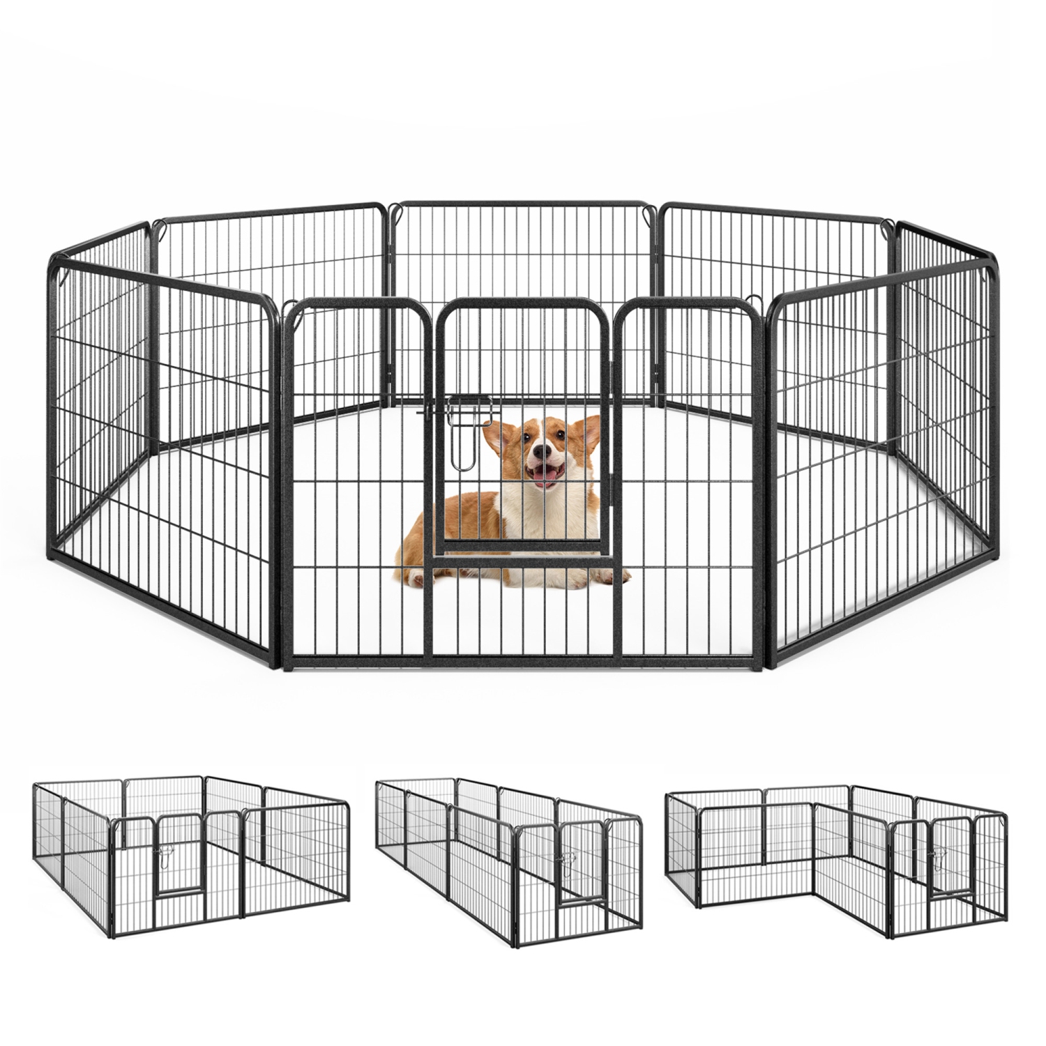 Gymax Dog Playpen Indoor Outdoor 8 Panel 24'' Height Pet Fence for Puppy w/ Door