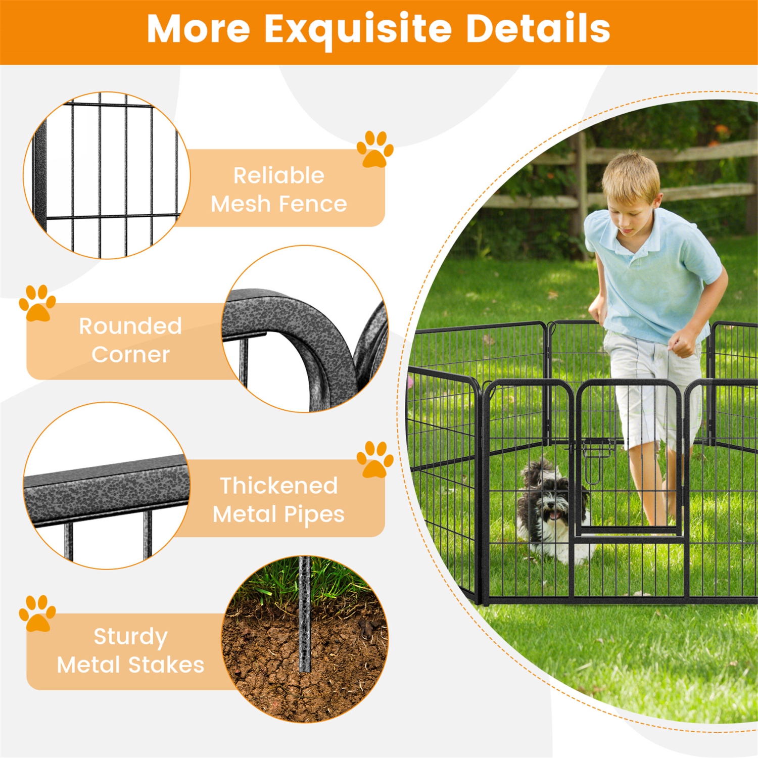 Gymax Dog Playpen Indoor Outdoor 8 Panel 24'' Height Pet Fence for Puppy w/ Door