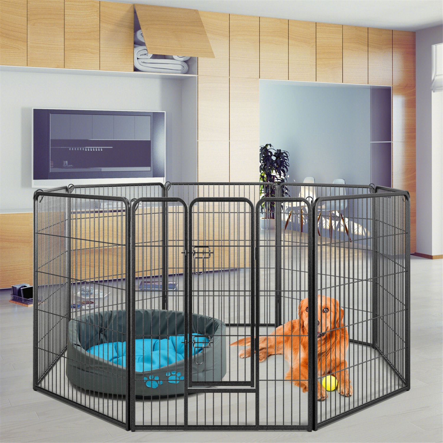 Gymax Dog Playpen Indoor Outdoor 8 Panel 40'' Height Pet Fence for Puppy w/ Door