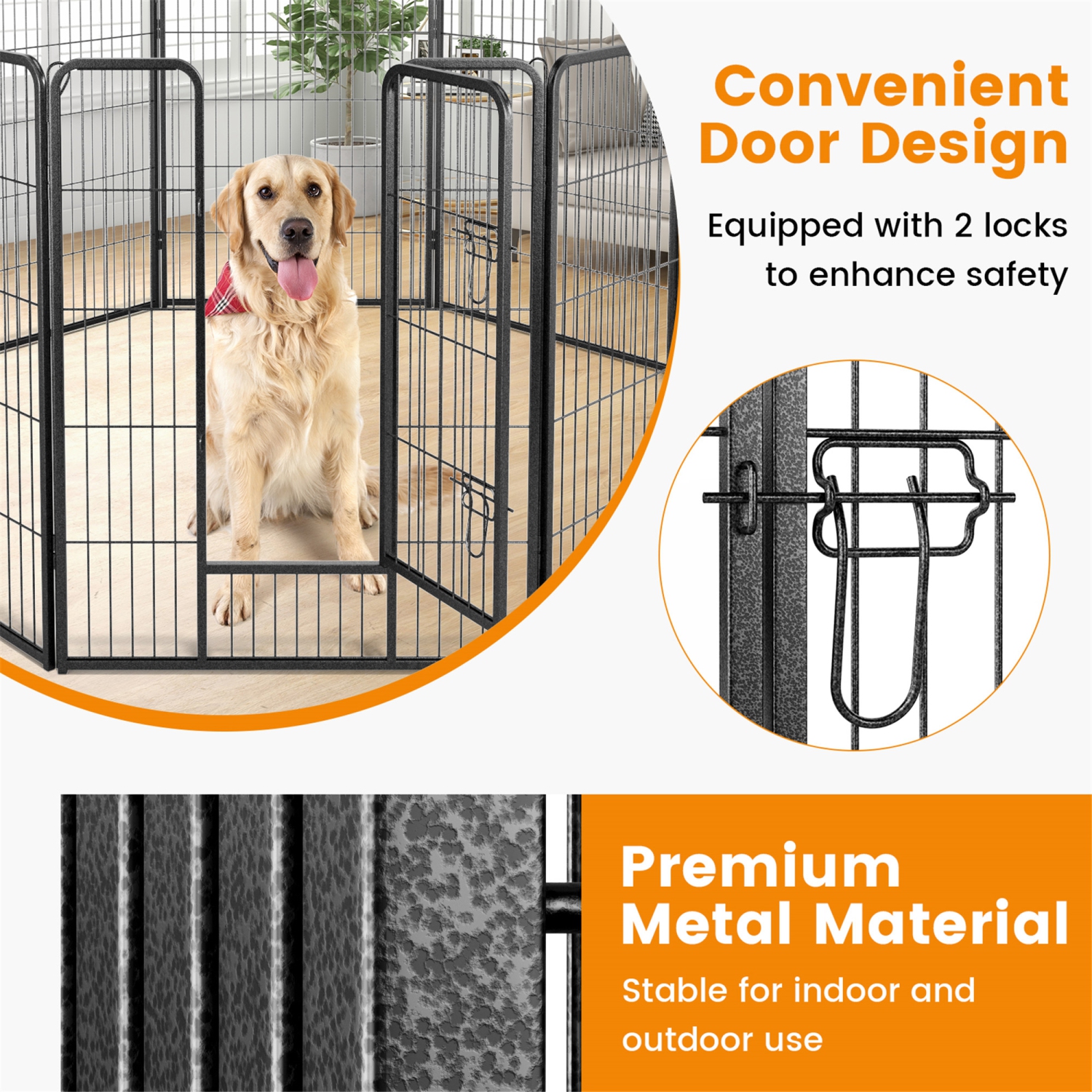 Gymax Dog Playpen Indoor Outdoor 8 Panel 40'' Height Pet Fence for Puppy w/ Door