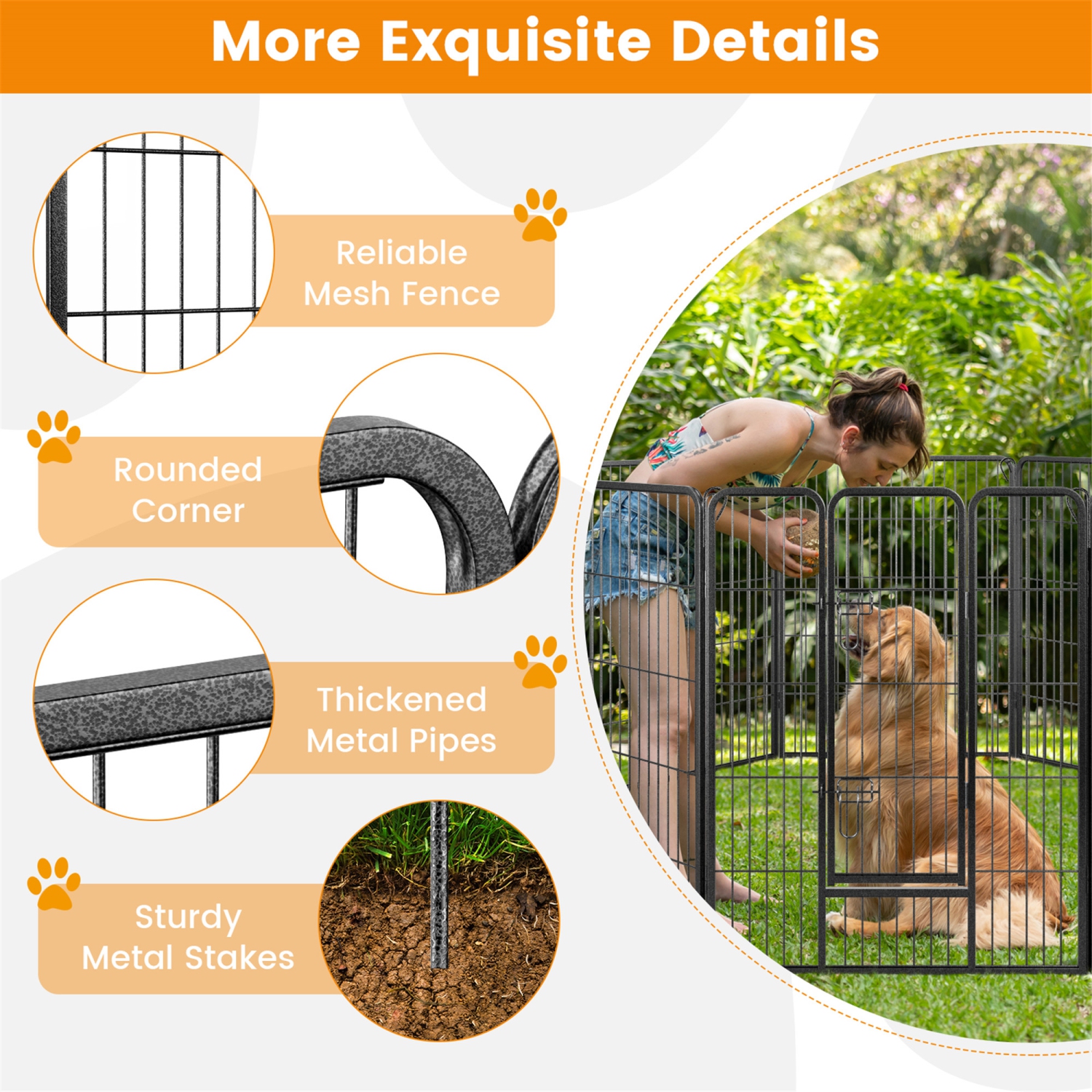 Gymax Dog Playpen Indoor Outdoor 8 Panel 40'' Height Pet Fence for Puppy w/ Door