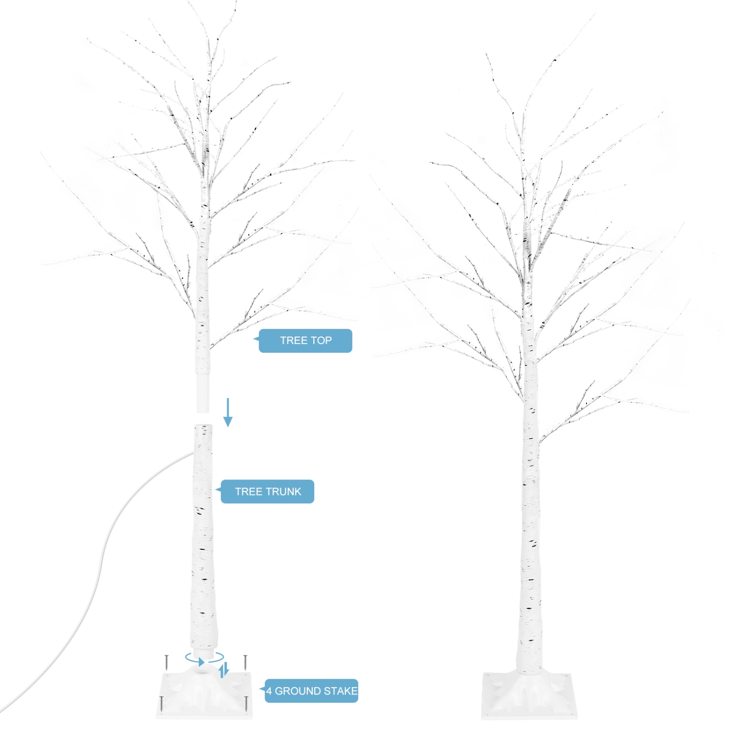 8FT LED Artificial Birch Tree for Indoor and Outdoor Decoration, Wedding Holiday Christmas Decoration