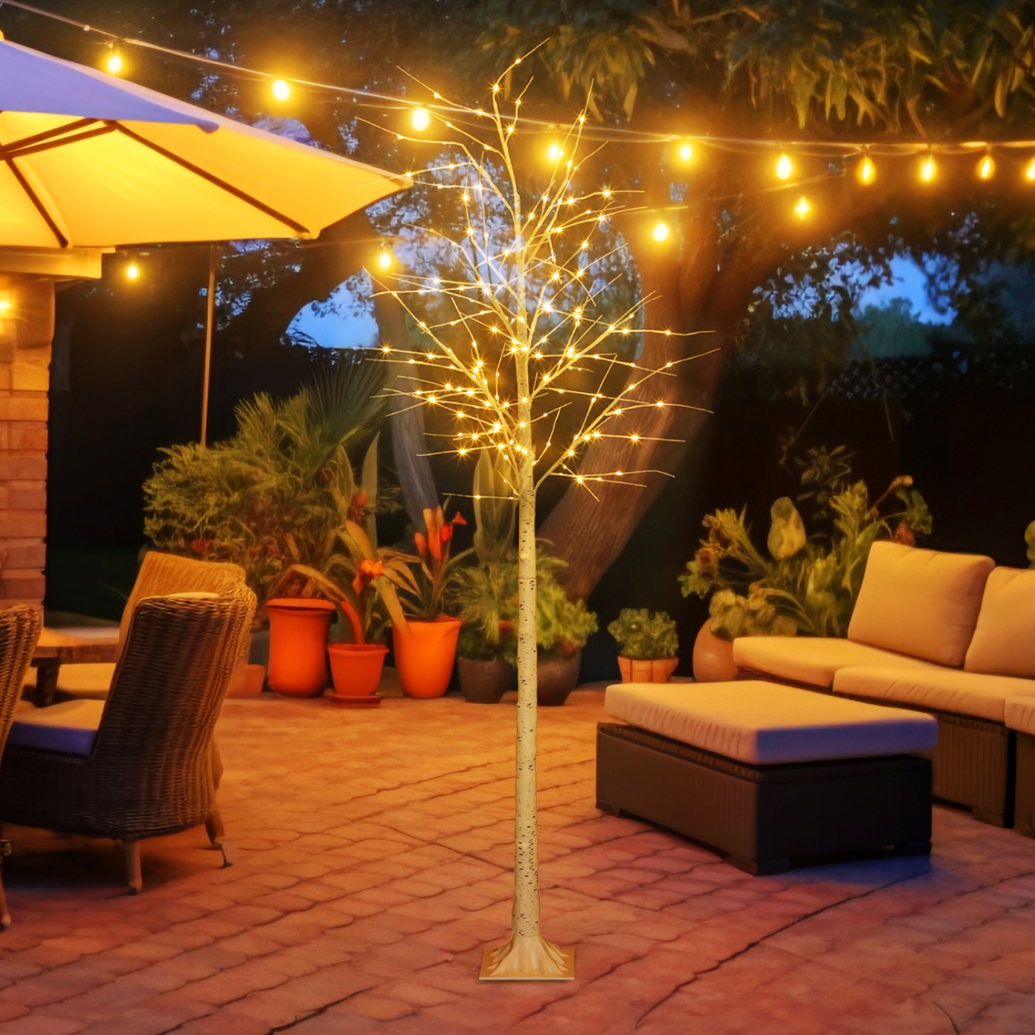 8FT LED Artificial Birch Tree for Indoor and Outdoor Decoration, Wedding Holiday Christmas Decoration