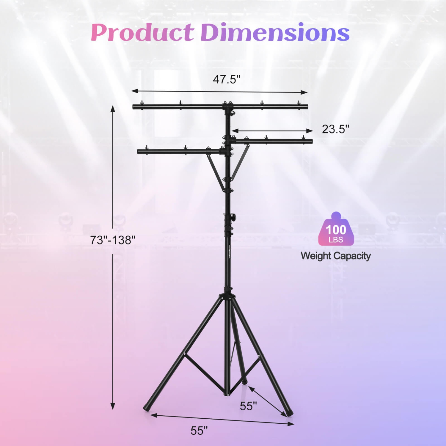 Costway Pro Audio Tripod Lighting Stand with 6.1-11.5 FT Adjustable Height 100 LBS Capacity