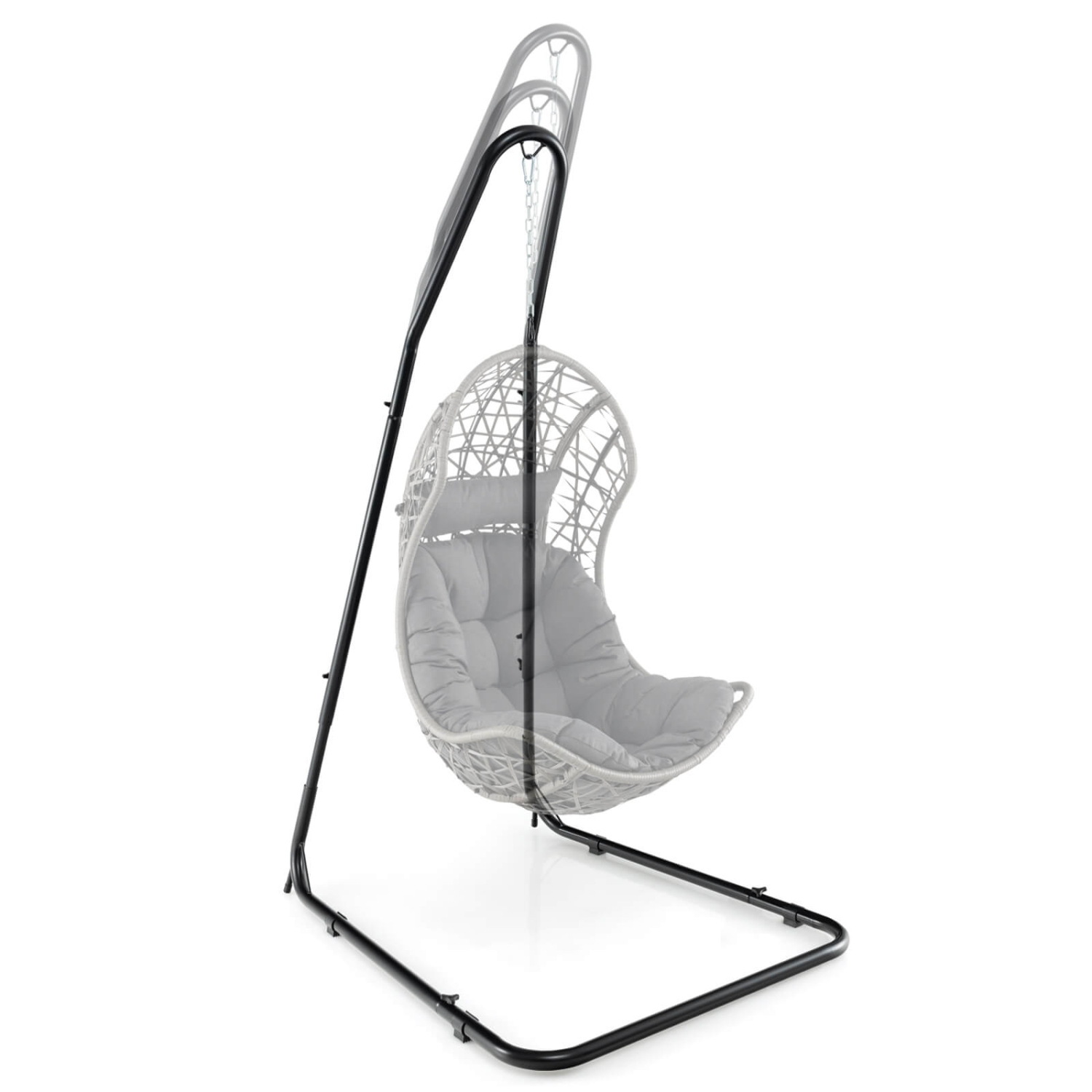 Costway 77"-93" Height Adjustable Hanging Chair Stand with Heavy-duty Metal Frame for Patio
