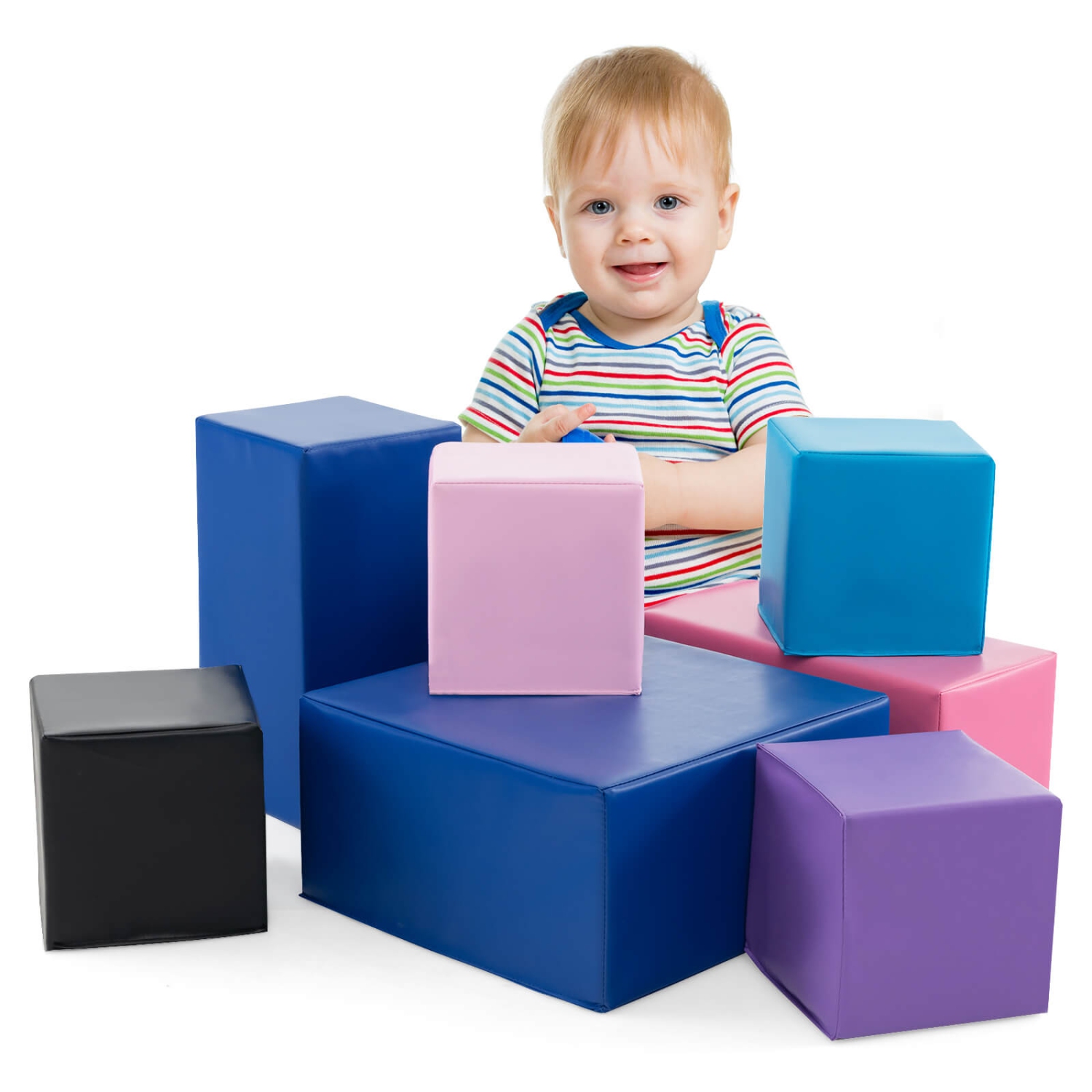 Costway 7 PCS Foam Building Blocks Colorful Climbing Foam Soft Cubes for Kids