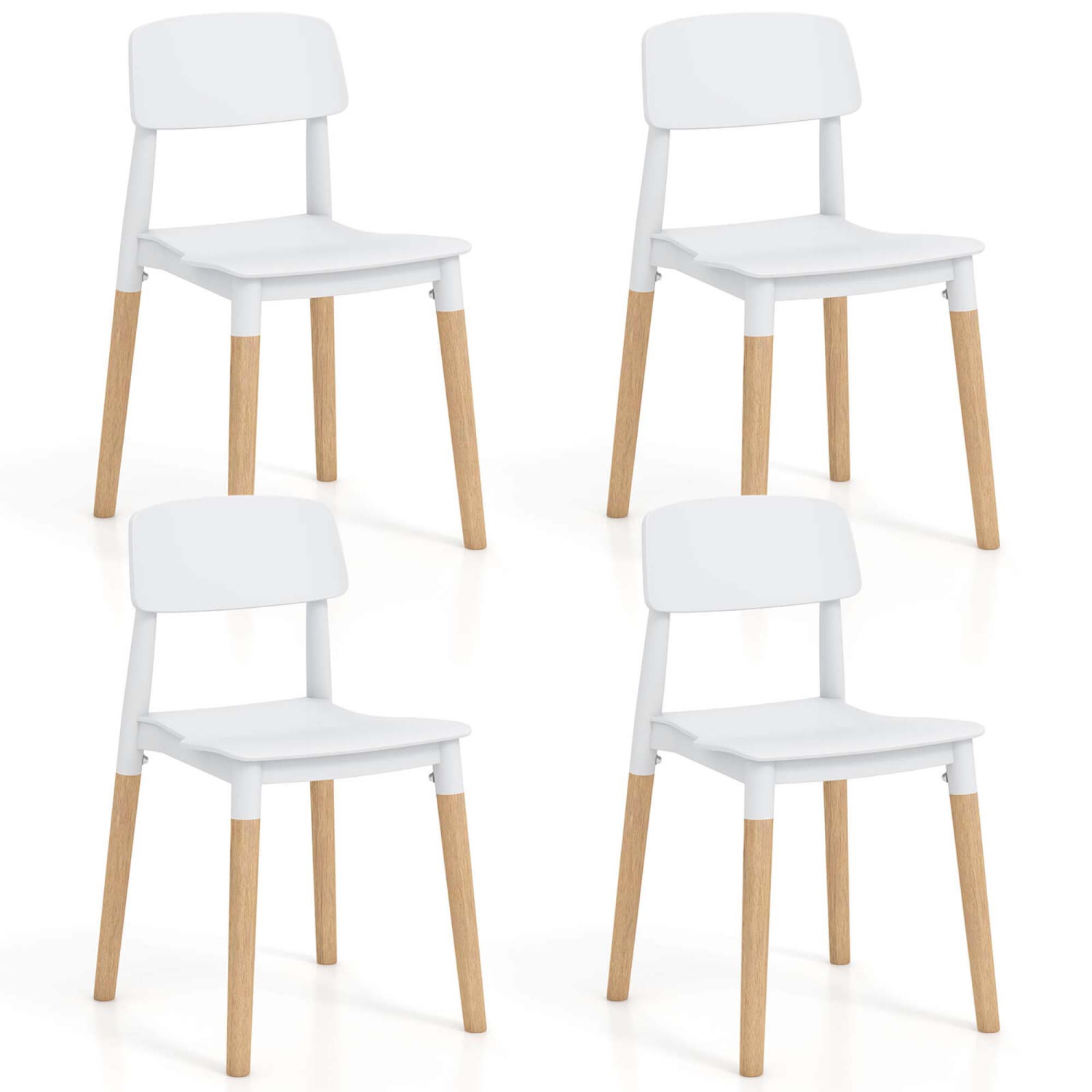 Ensemble de 4 chaises de salle à manger de Costway avec dossier large ergonomique et pattes robustes en bois