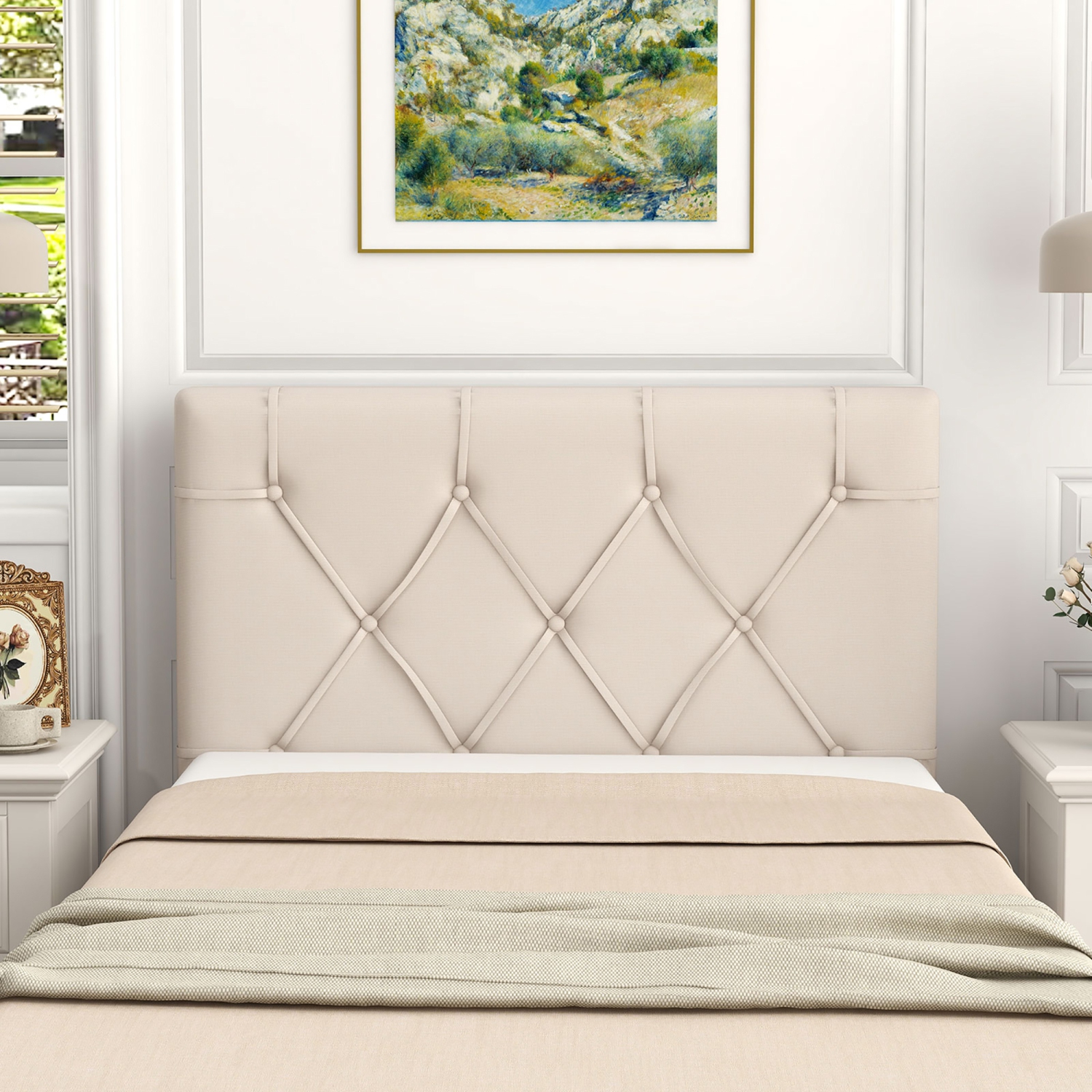 Gymax Upholstered Headboard for Twin Size Bed w/ Fabric Upholstery Adjustable Height