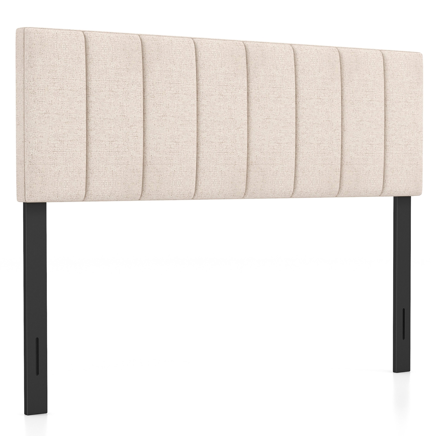 Gymax Linen Upholstered Headboard Vertical Channel Tufted Wood Leg for Full/Queen