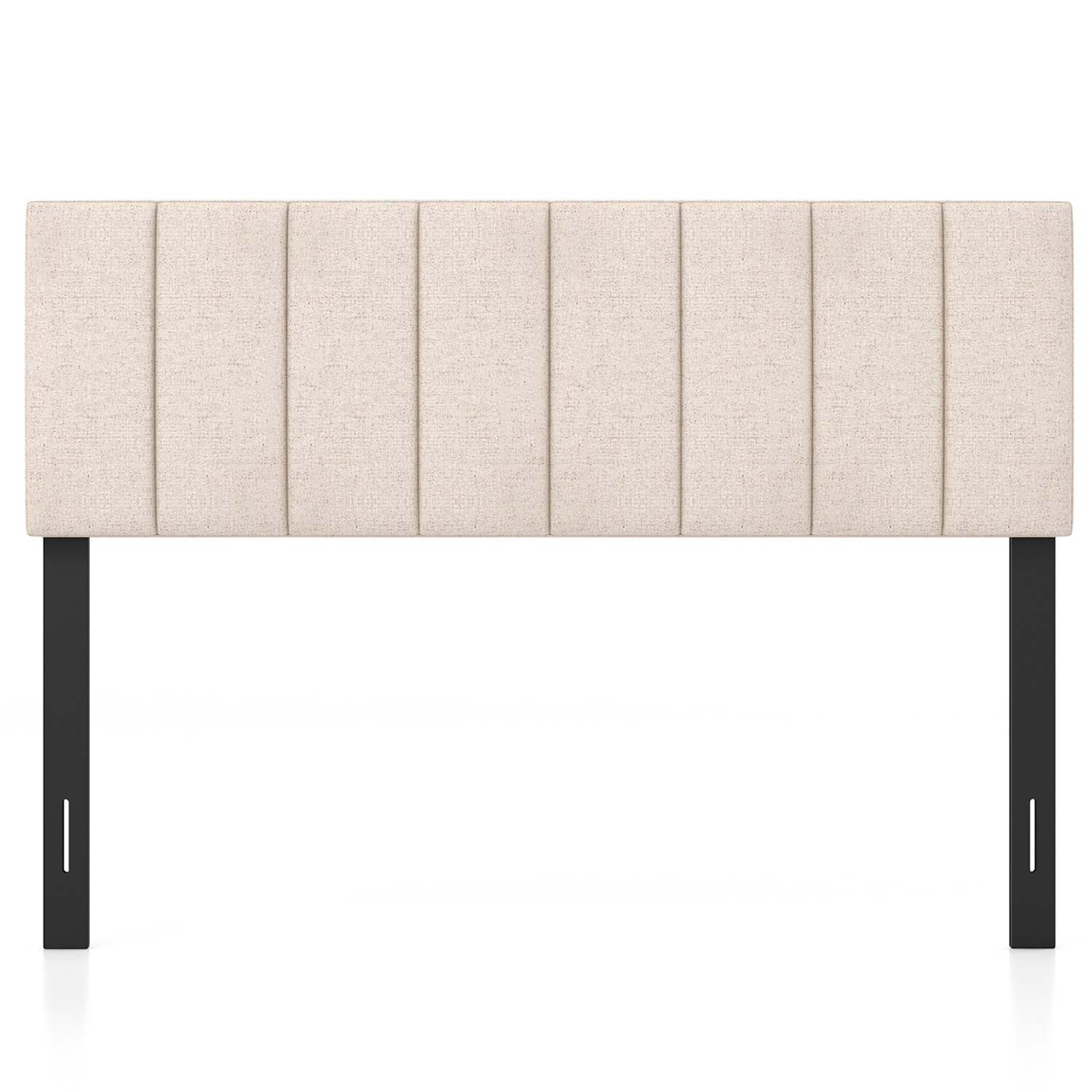 Gymax Linen Upholstered Headboard Vertical Channel Tufted Wood Leg for Full/Queen