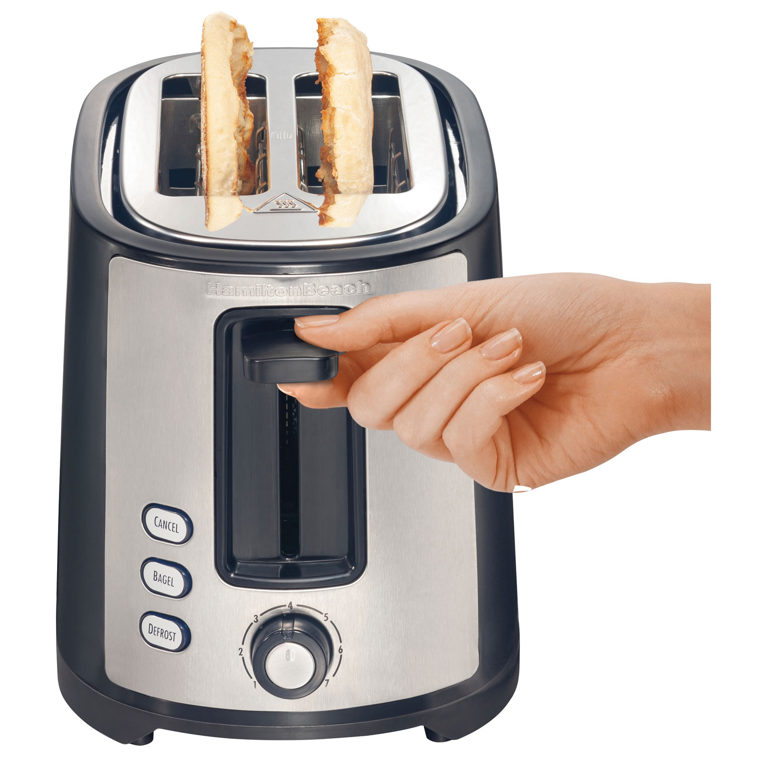 Hamilton Beach Extra-Wide Slot Toaster - 2-Slice - Black/Stainless Steel