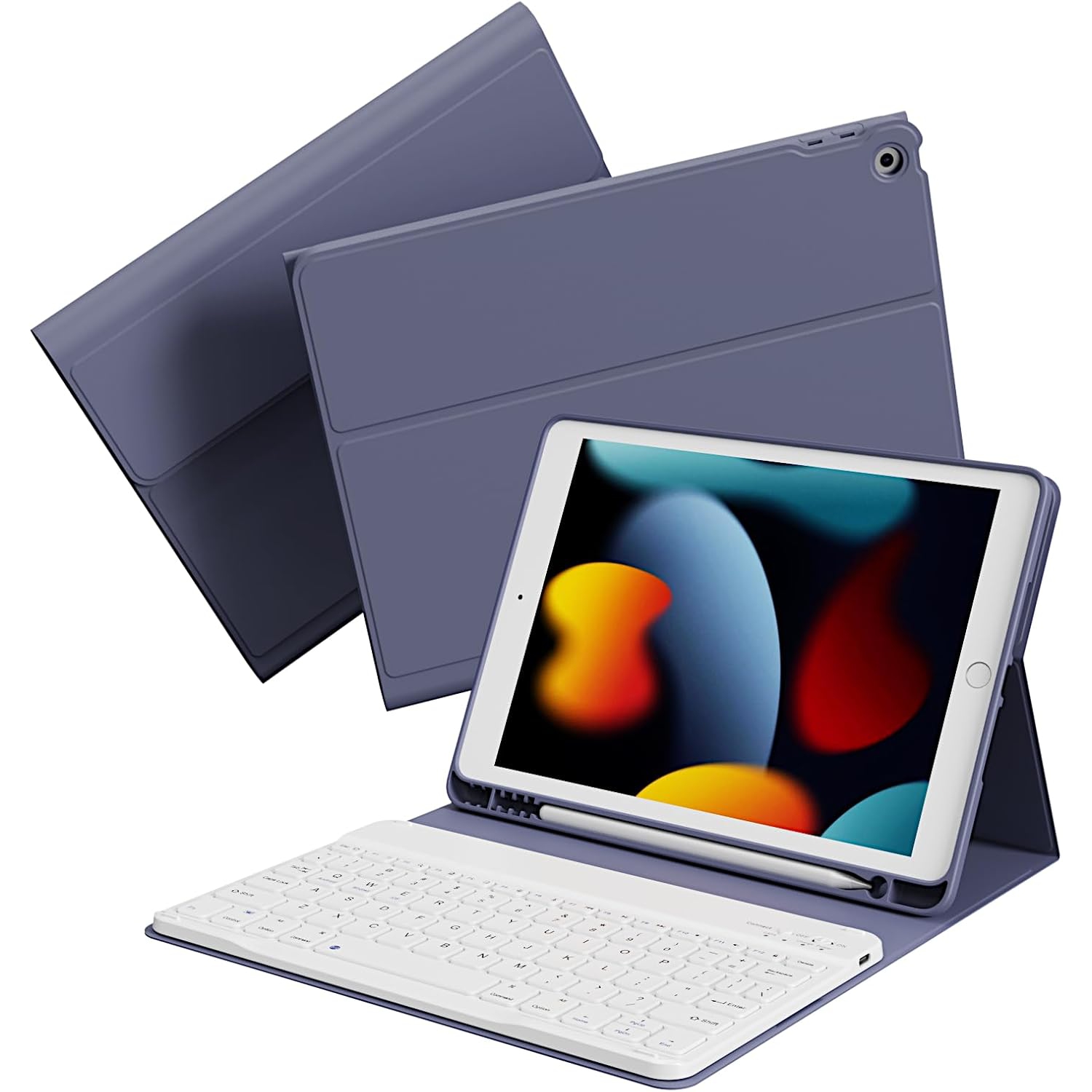 Étui-clavier 10,2&nbsp;po 9th/8th/7th gén. de iPad avec support à crayons, étui-clavier magnétique amovible sans fil Bluetooth pour 10,2&nbsp;po de