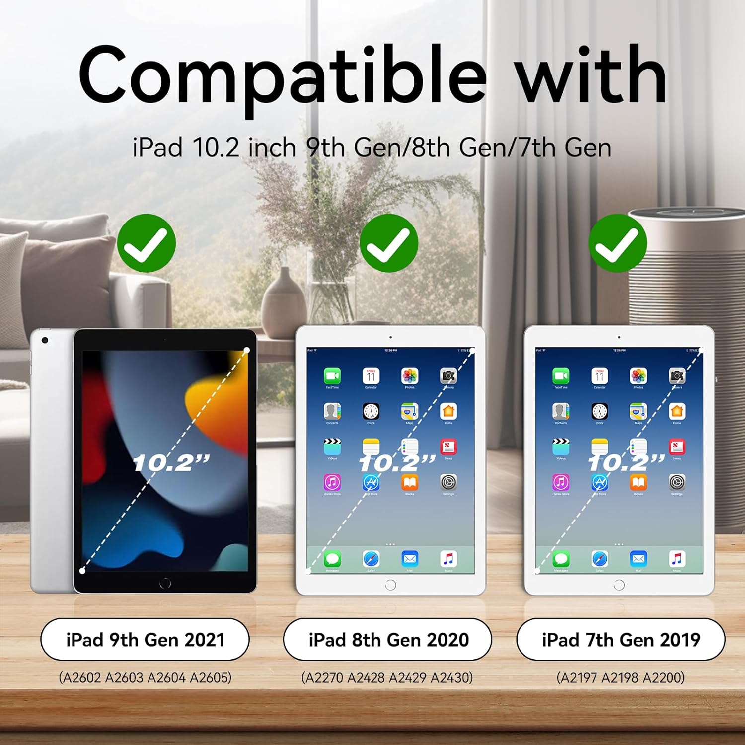 Étui-clavier 10,2&nbsp;po 9th/8th/7th gén. de iPad avec support à crayons, étui-clavier magnétique amovible sans fil Bluetooth pour 10,2&nbsp;po de