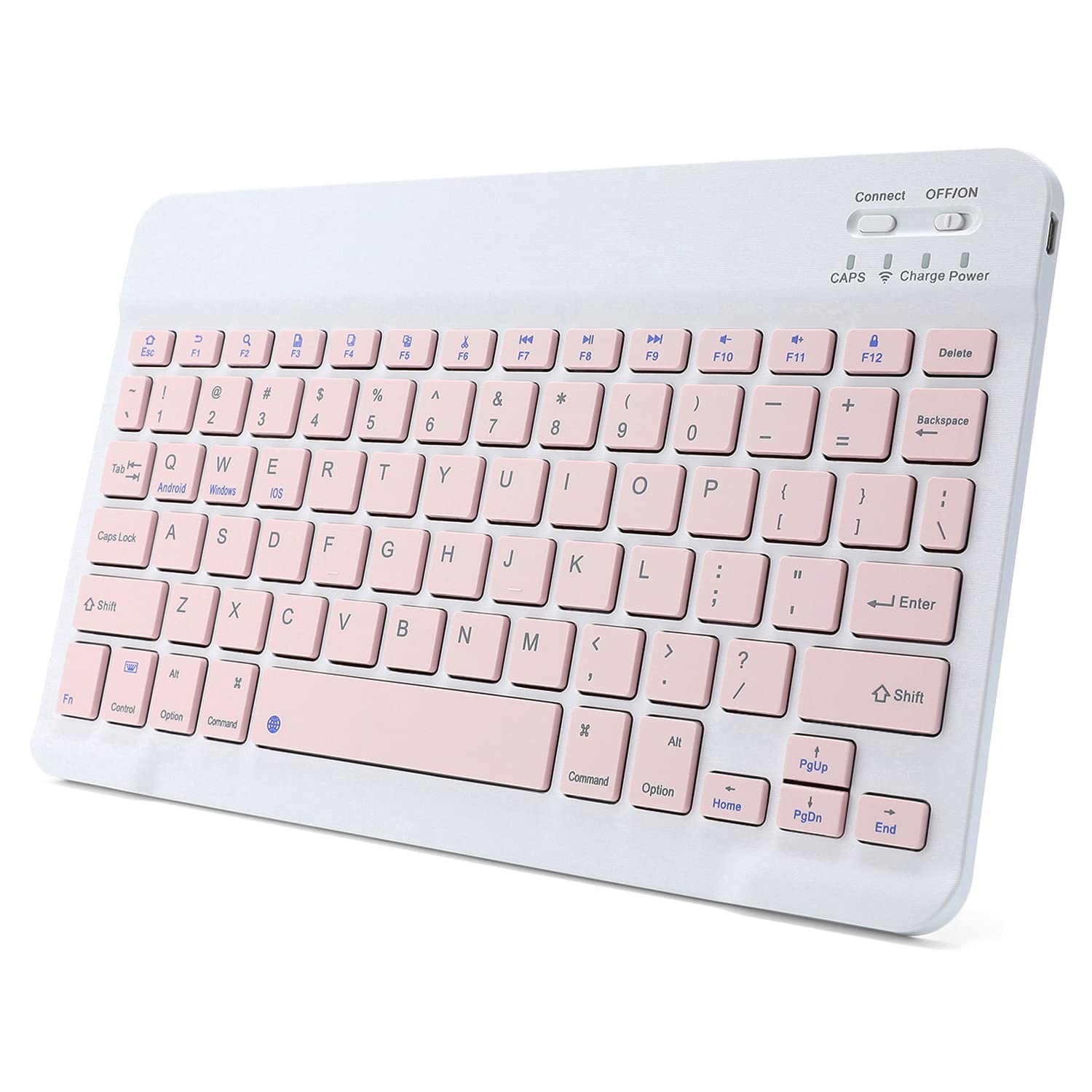 Ultra-Slim Rechargeable Bluetooth Wireless Keyboard for Android Windows Samsung Galaxy Tab Tablet Smartphone Cell Phone iOS iPhone iPad, iPad Pro, iPad Air, iPad Mini