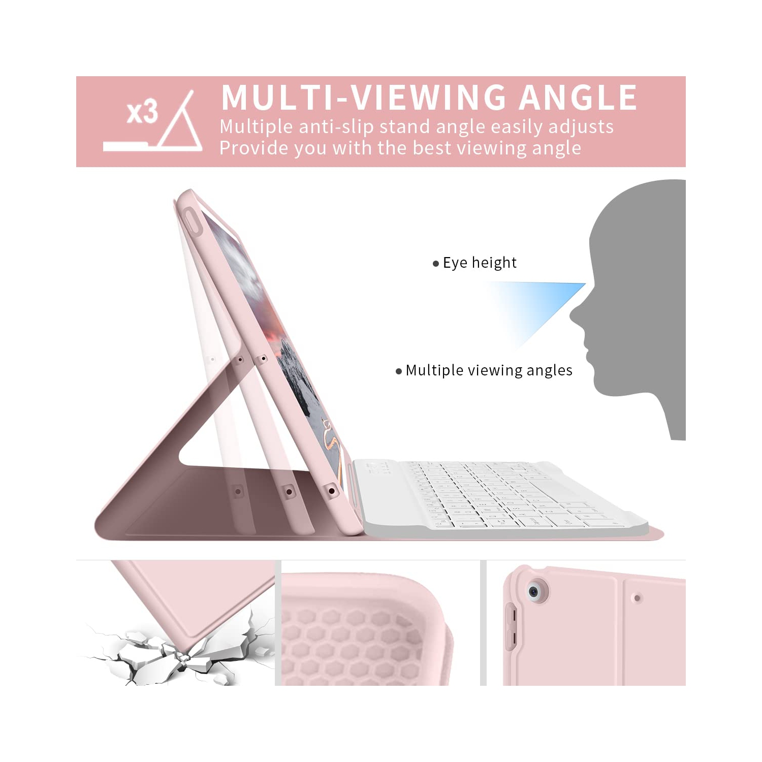 New iPad 9th/8th/7th Generation Case Keyboard 10.2", Magnetically Wireless Bluetooth Keyboard Case with Pencil Holder, Auto Wake/Sleep Cover for iPad