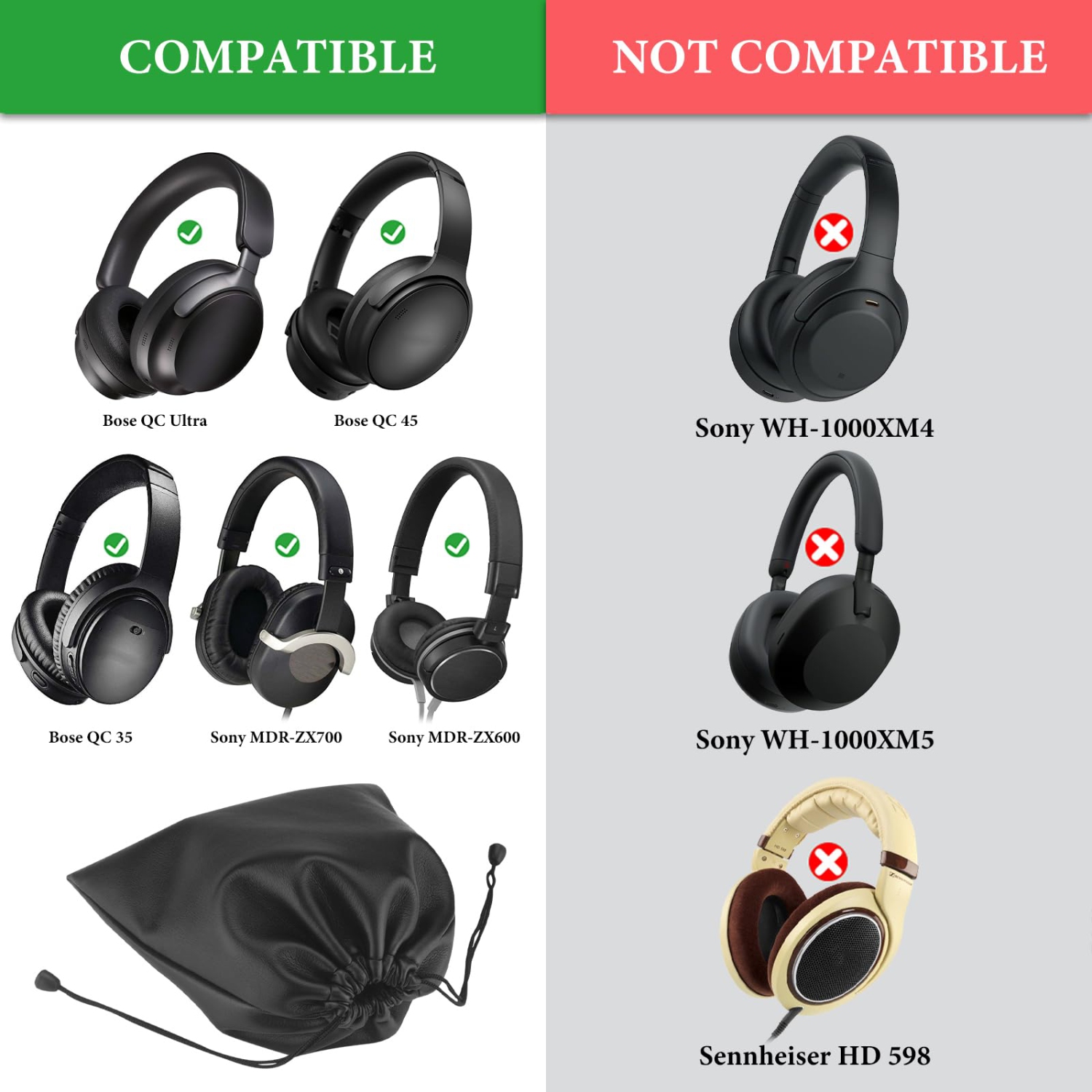 Étui De Transport Rigide Universel Pour Casque Audio - Avec Sangle Et Boîte De Rangement - Protection Pour Voyage
