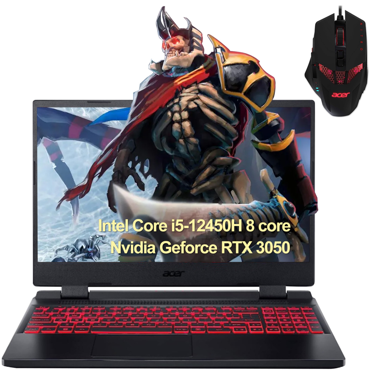 Acer Nitro 5 15.6” FHD 144hz IPS Gaming Laptop - Intel Core i5-12450H 8 core - Nvidia Geforce RTX 3050 - 32GB Memory - 512GB SSD - Backlit Keyboard - WIFI 6- Wired Mouse Included