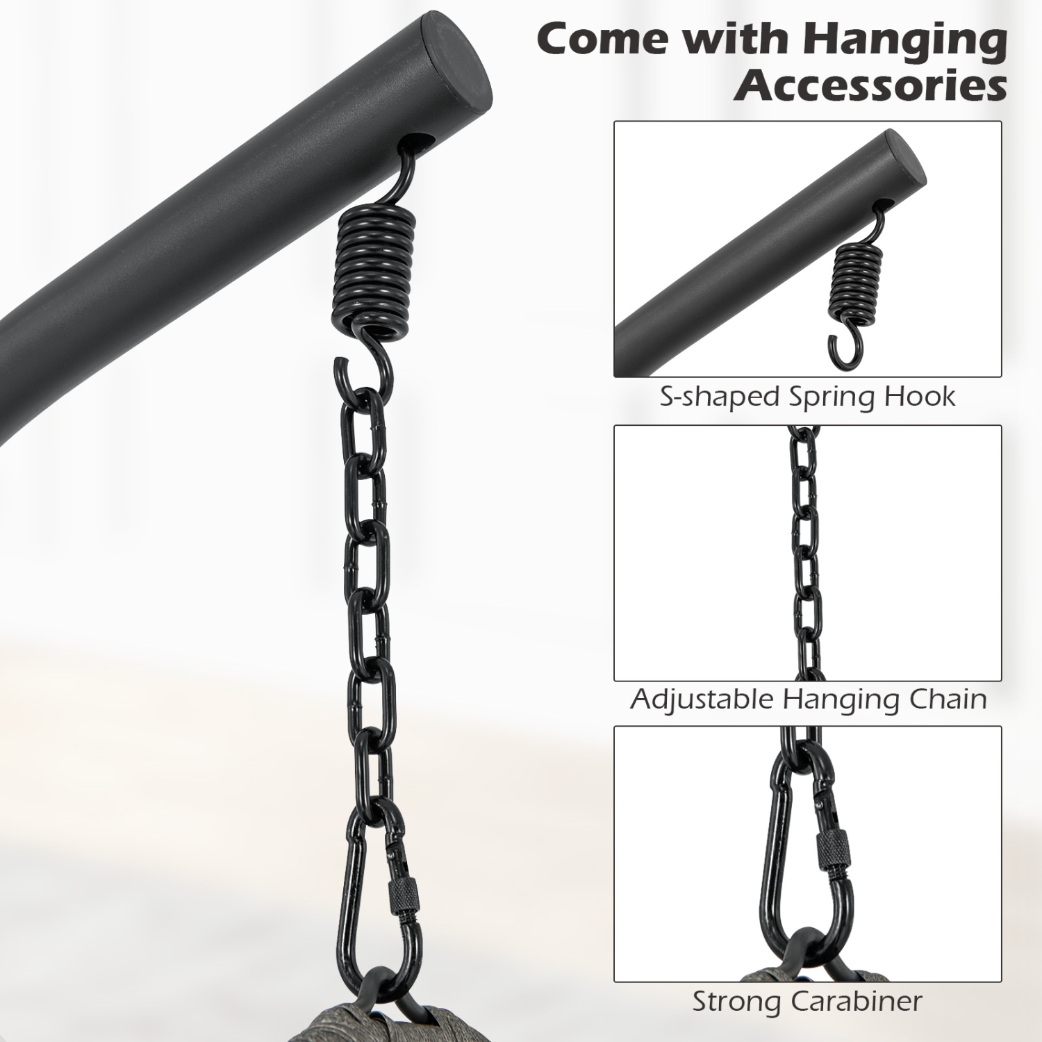 Costway Egg Chair with Stand Pillow & Cushion Hanging Accessories for Living Room