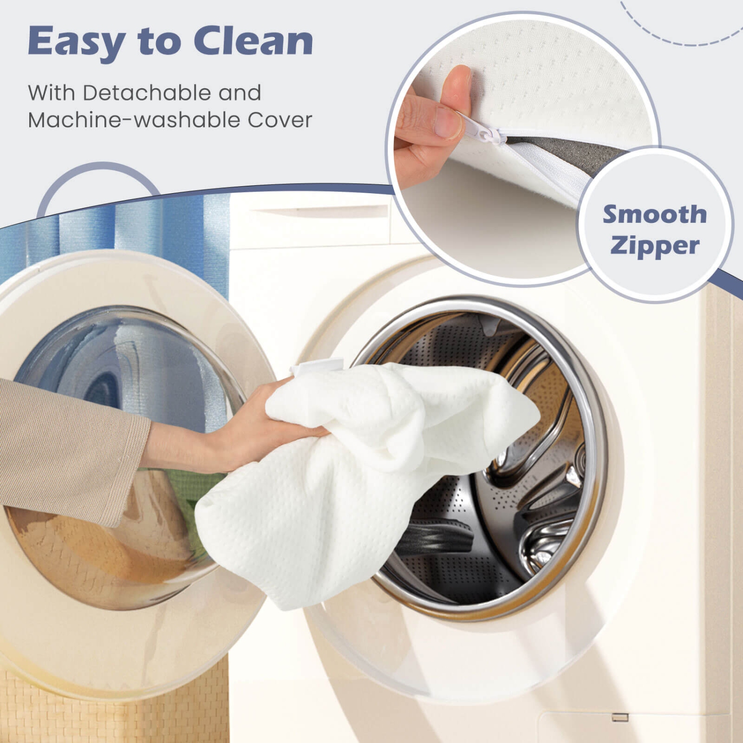 Ensemble de 2 oreillers en mousse à mémoire au charbon de bambou de Costway avec taie d'oreiller lavable à la machine