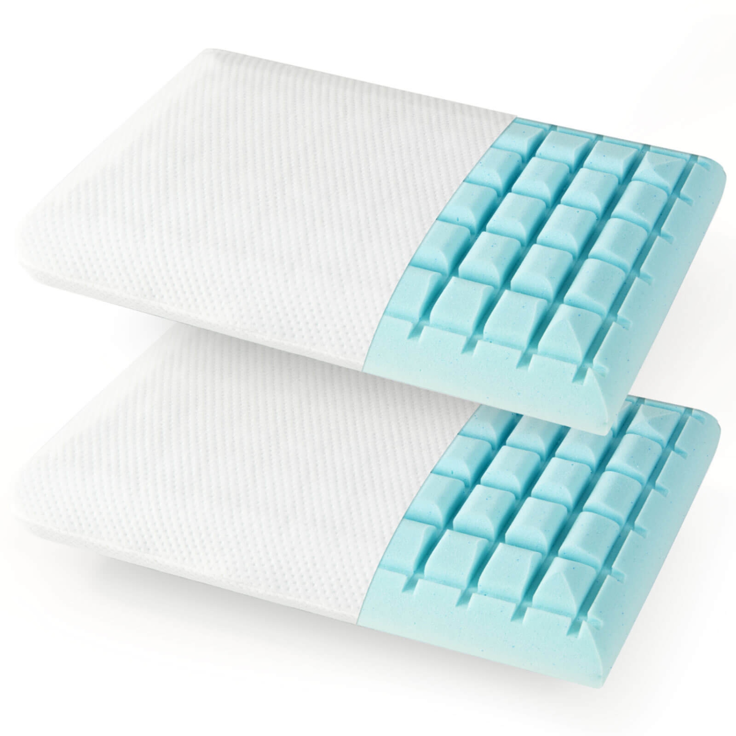 Costway Gel Memory Foam Pillow Set of 2 with Detachable and Machine-washable Pillowcase