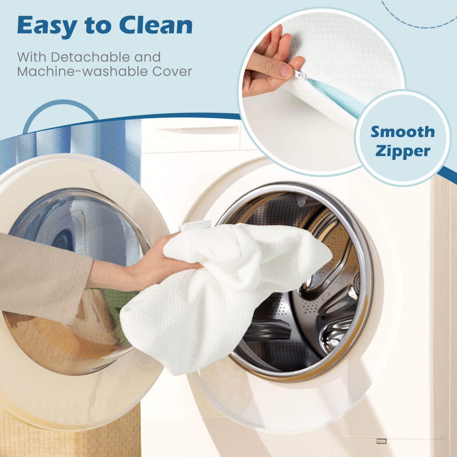 Costway Gel Memory Foam Pillow Set of 2 with Detachable and Machine-washable Pillowcase