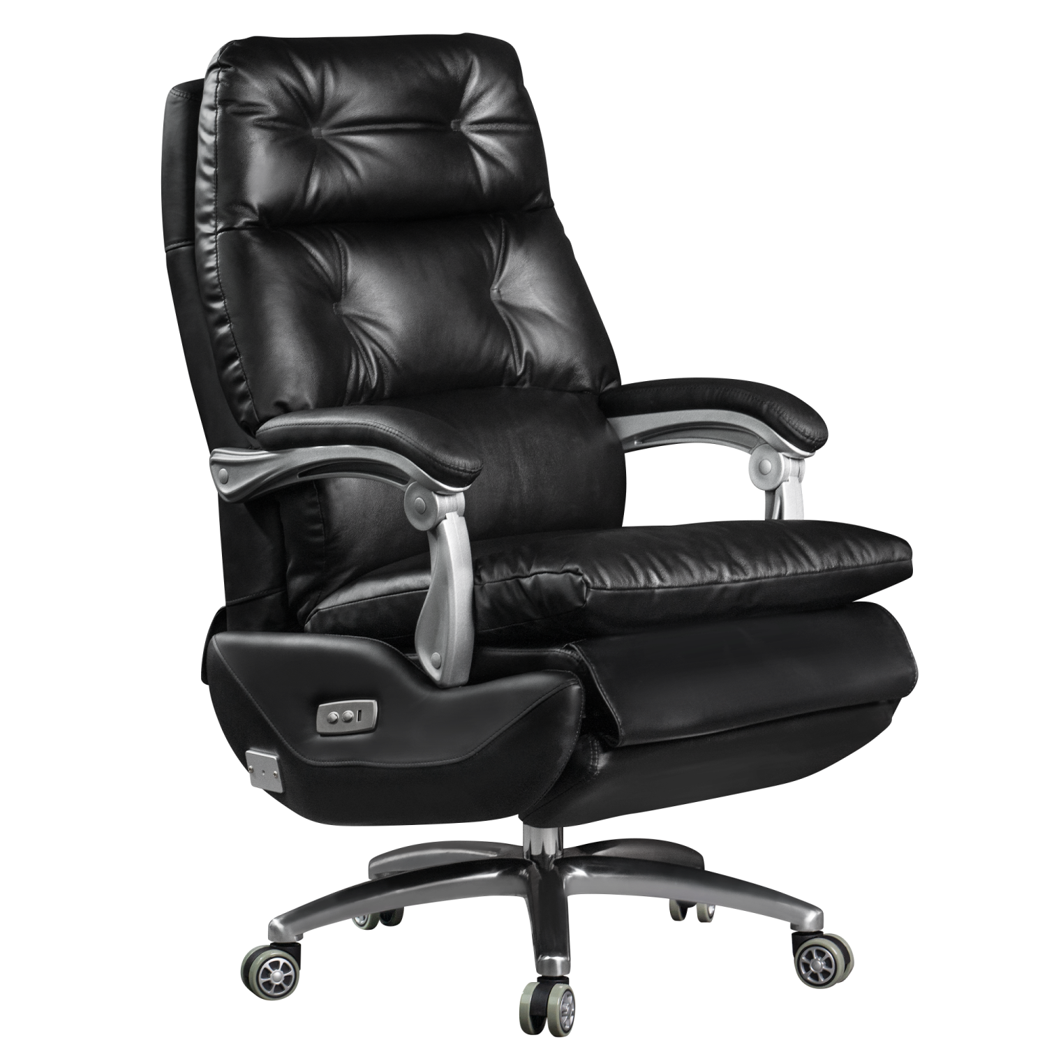 Kinnls Alberto Power Recliner Chair, Electric Fully Reclining Genuine Leather Office Chair with Foot Rest Comfy Ergonomic High-Back Desk Chair Recliner