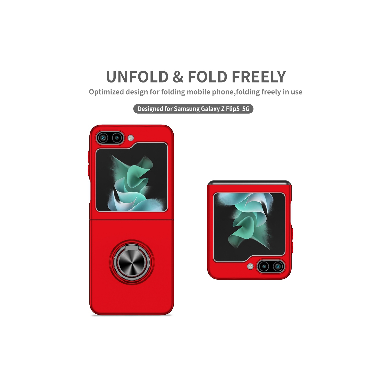 Étui rigide à anneau torsadé de XCRS pour Galaxy Z Flip 6 de Samsung