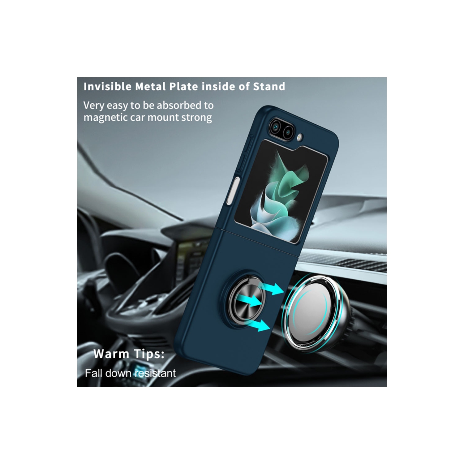 Étui rigide à anneau torsadé de XCRS pour Galaxy Z Flip 6 de Samsung