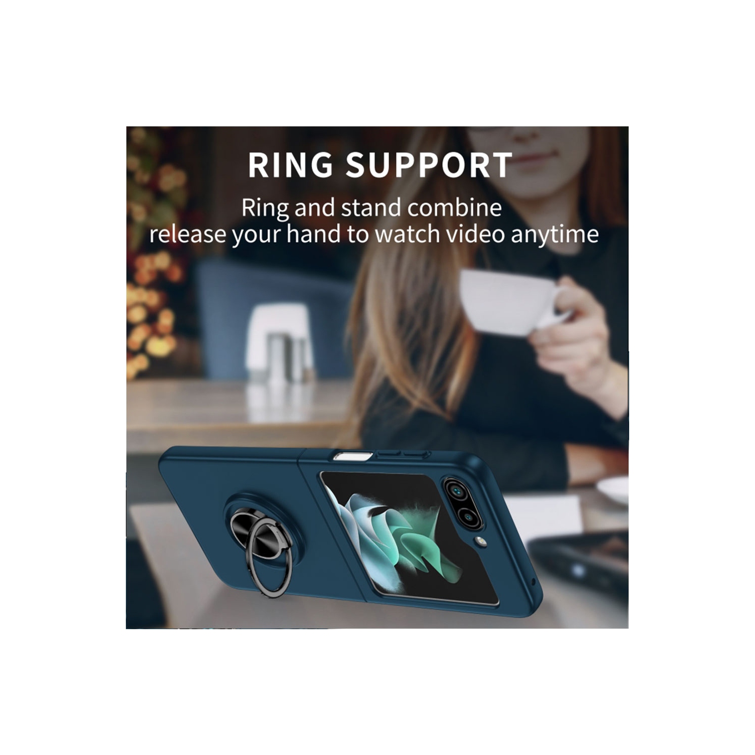 Étui rigide à anneau torsadé de XCRS pour Galaxy Z Flip 6 de Samsung