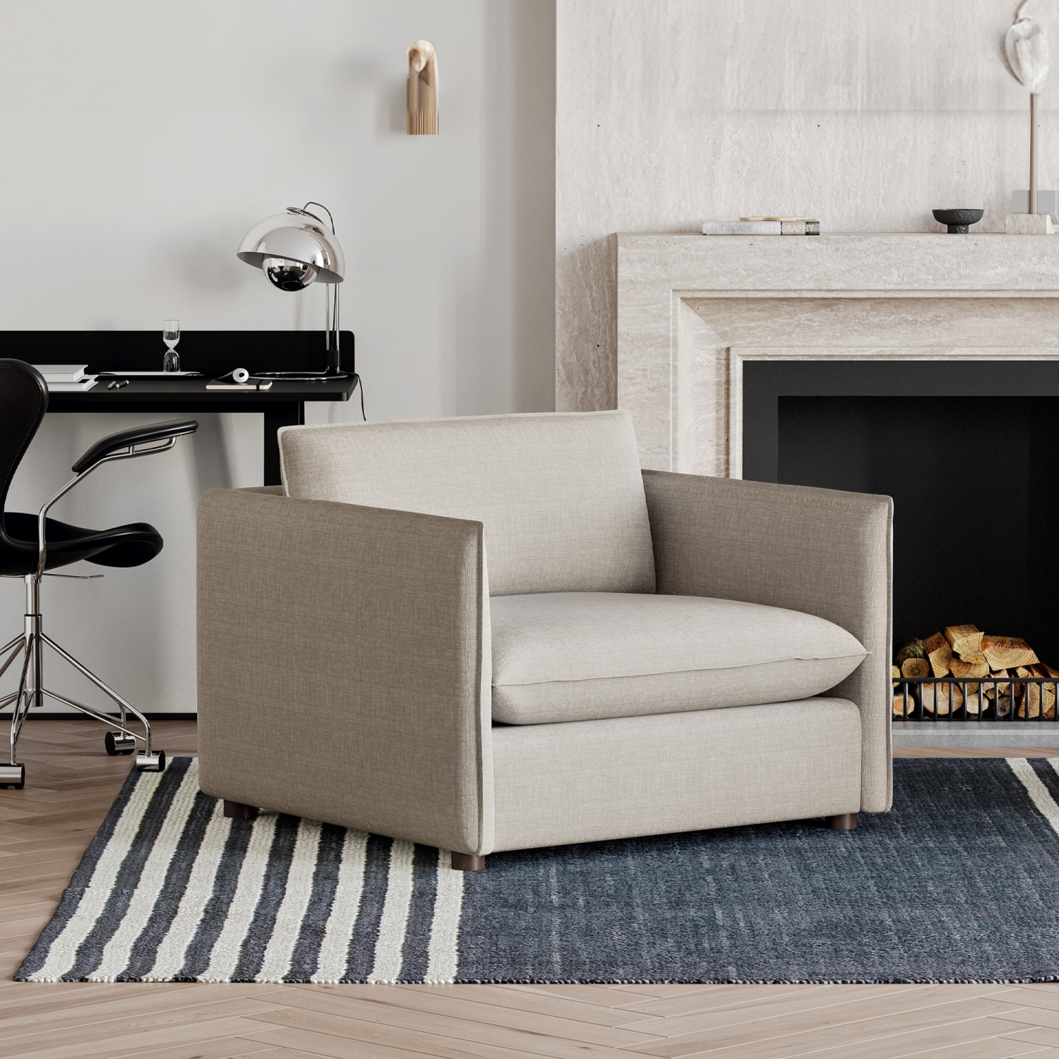 Valencia Katherine Performance Fabric Accent Chair, Beige