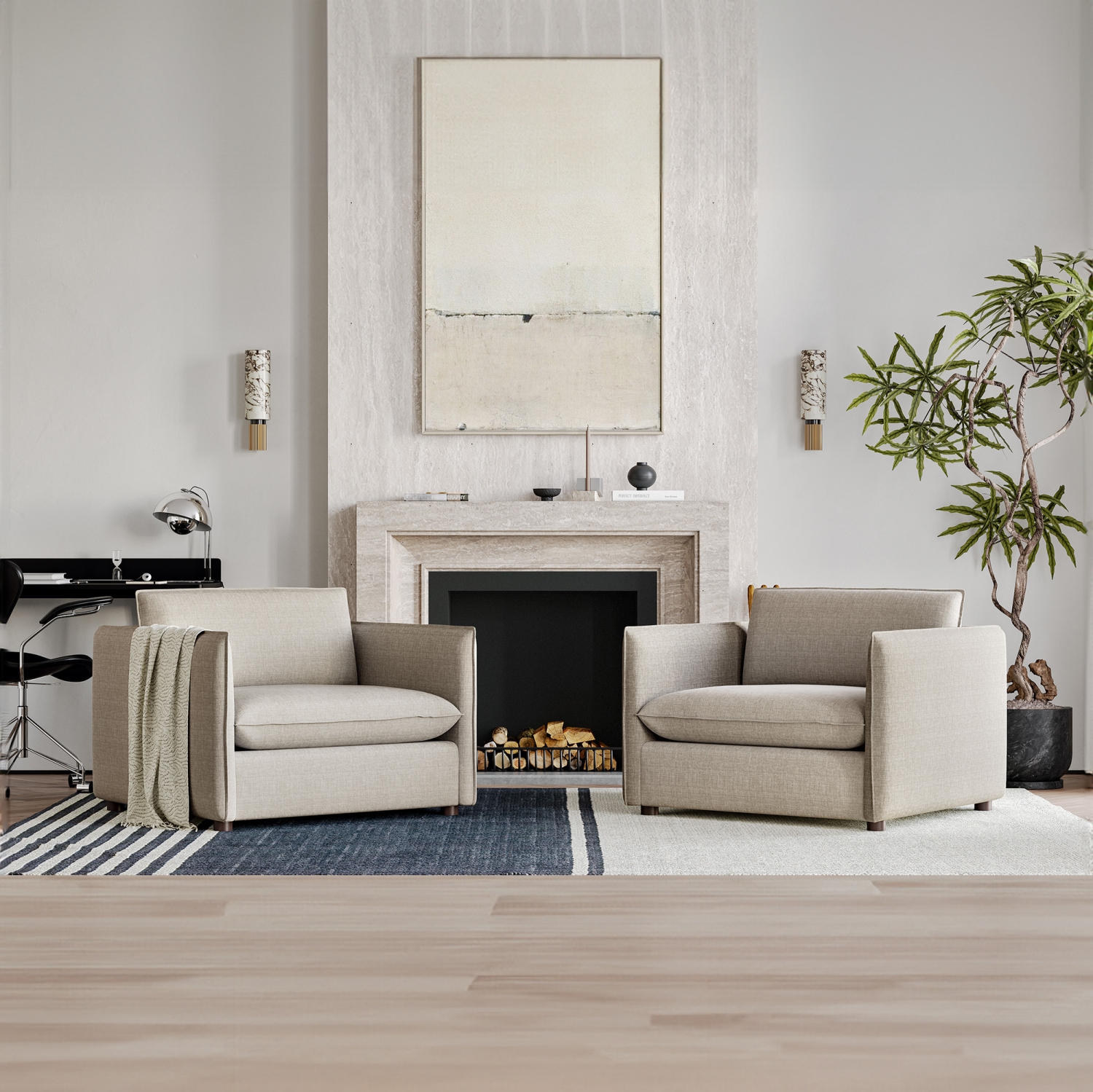 Valencia Katherine Performance Fabric Accent Chair, Beige