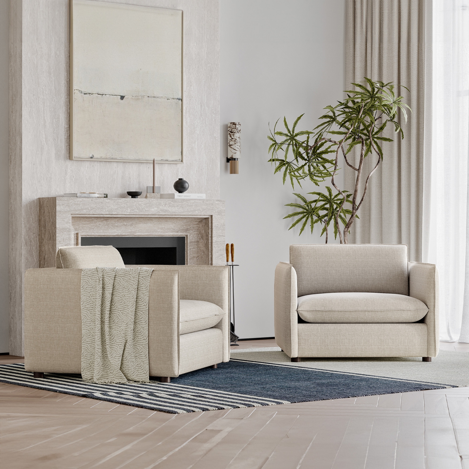 Valencia Katherine Performance Fabric Accent Chair, Beige