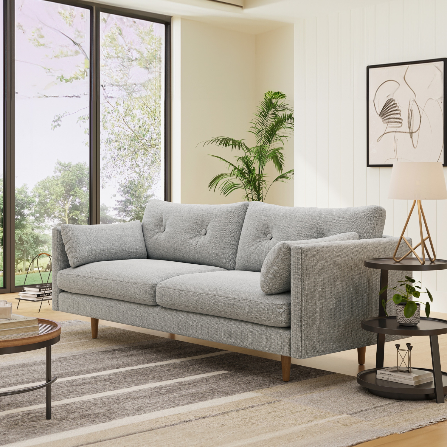 Valencia Riga – sofa moderne en tissu, gris