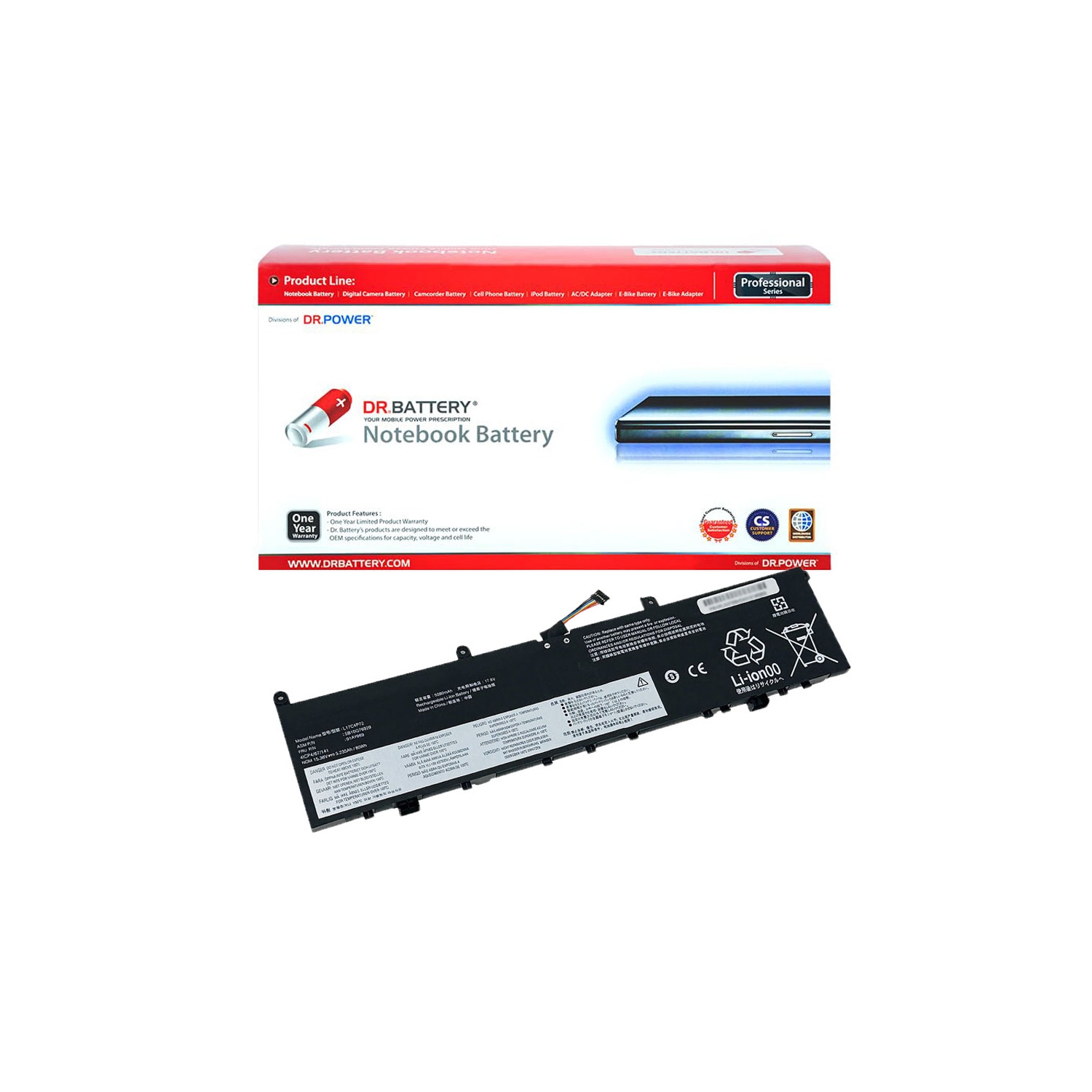 DR. BATTERY L17C4P72 L18M4P71 Laptop Battery for LENOVO ThinkPad X1 Extreme Gen 1st 2nd ThinkPad P1 Gen 1st Gen 2nd Series L17M4P72 01AY968 01AY969