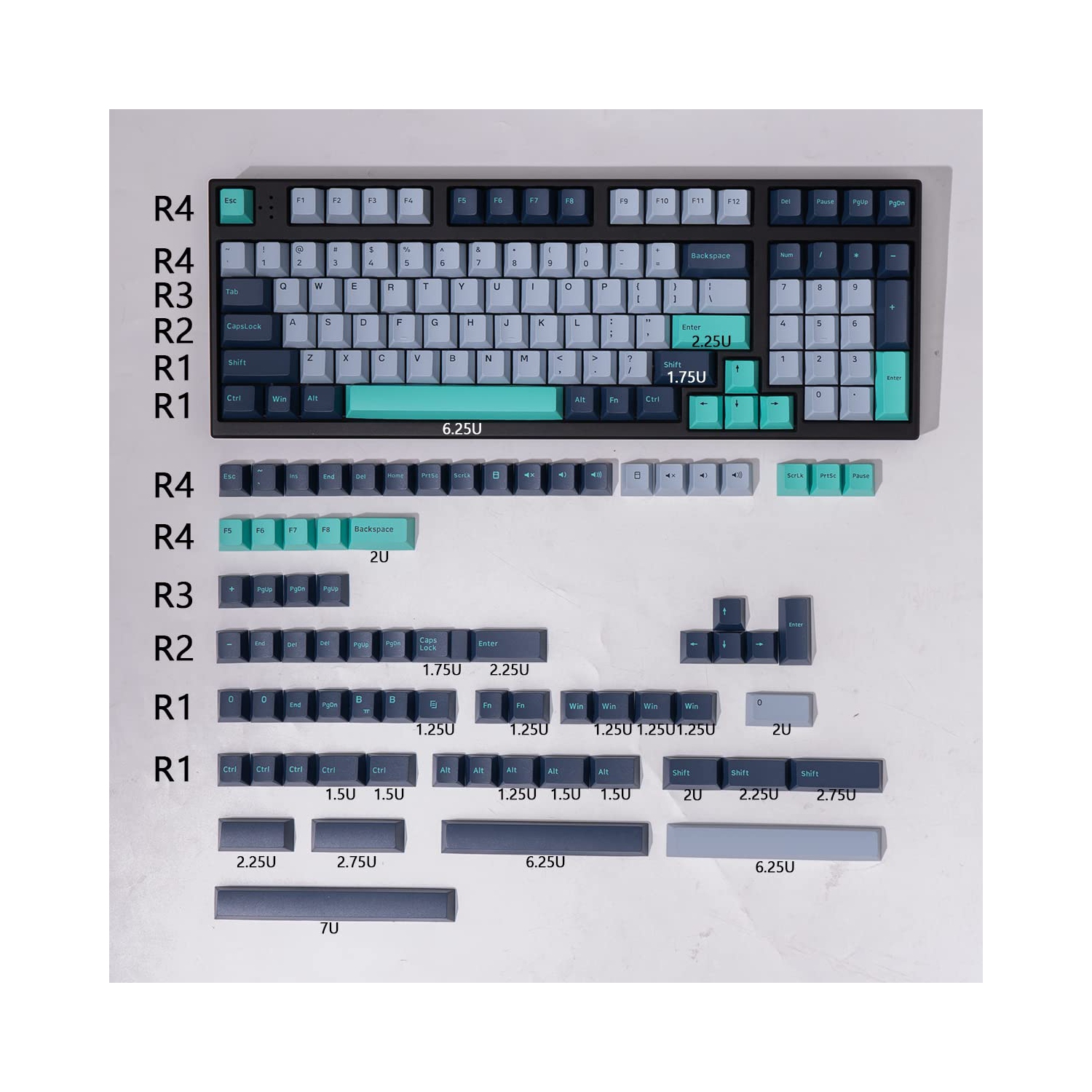 171 Keys PBT Doubleshot Keycaps Cherry Profile Hammerhead Shark Custom Keycaps Set for 60% 65% 70% 75% 100% Cherry MX Gateron Kailh Switches