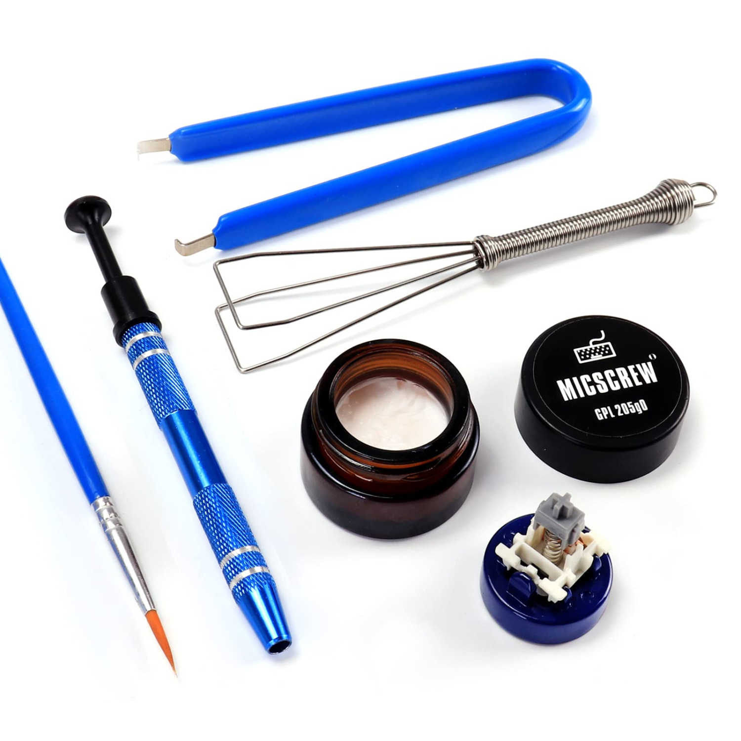 Switch Opener Kit with 0.35OZ GPL205 G0 Keyboard Lube 6PCS Contains Keycap Puller Switch Puller Stem Holder Keyboard Grease for Mechanical Keyboard