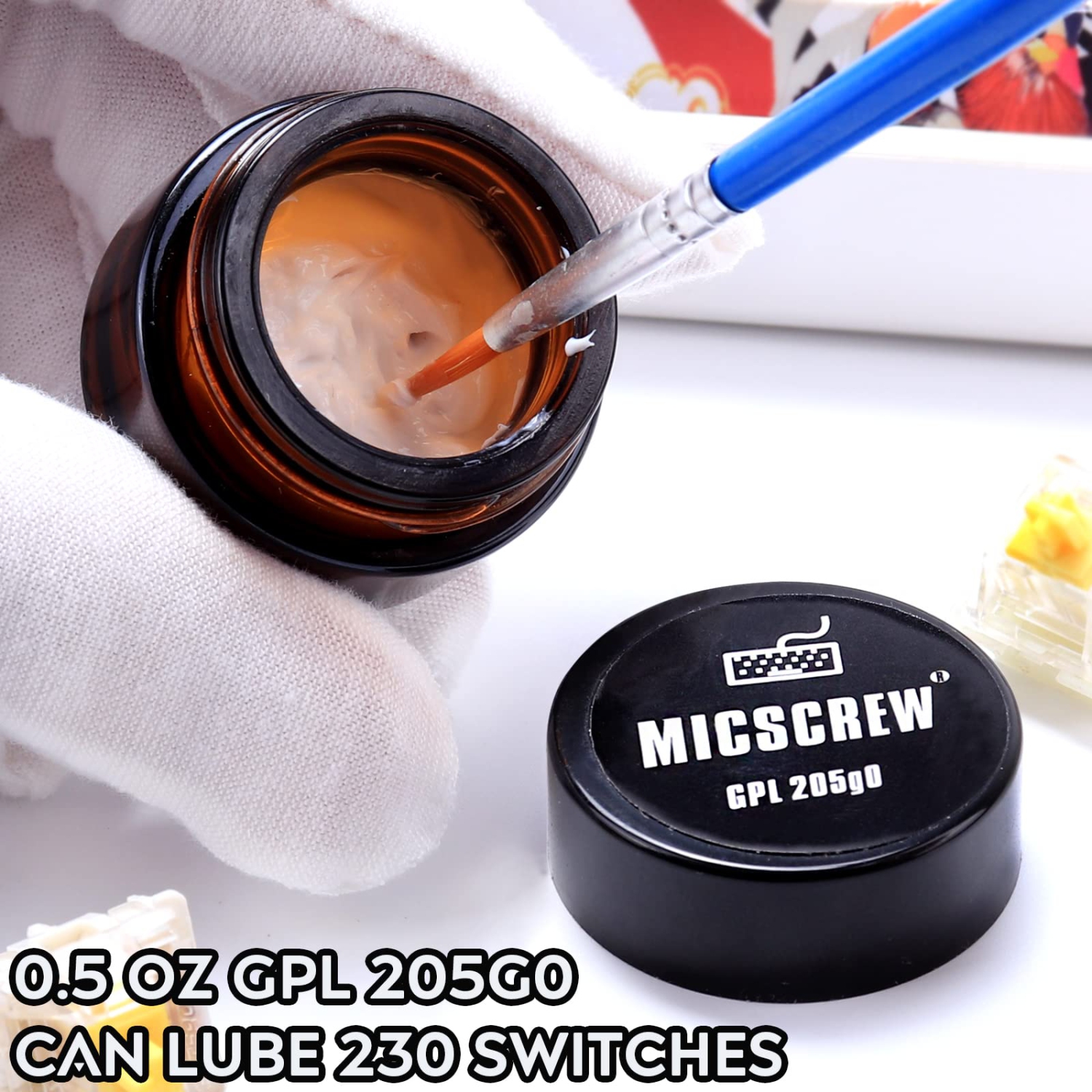 Switch Opener Kit with 0.35OZ GPL205 G0 Keyboard Lube 6PCS Contains Keycap Puller Switch Puller Stem Holder Keyboard Grease for Mechanical Keyboard