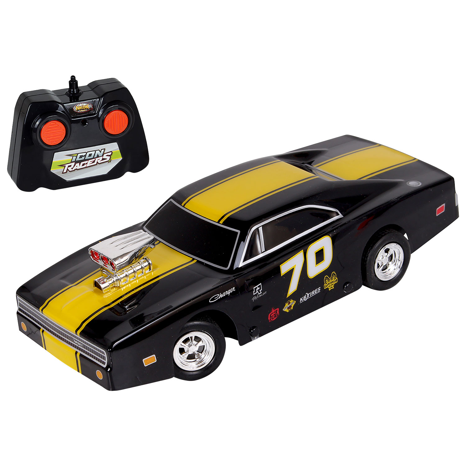 NKOK 1970 Dodge Charger RC Car (82434) - Yellow/Black | Best Buy