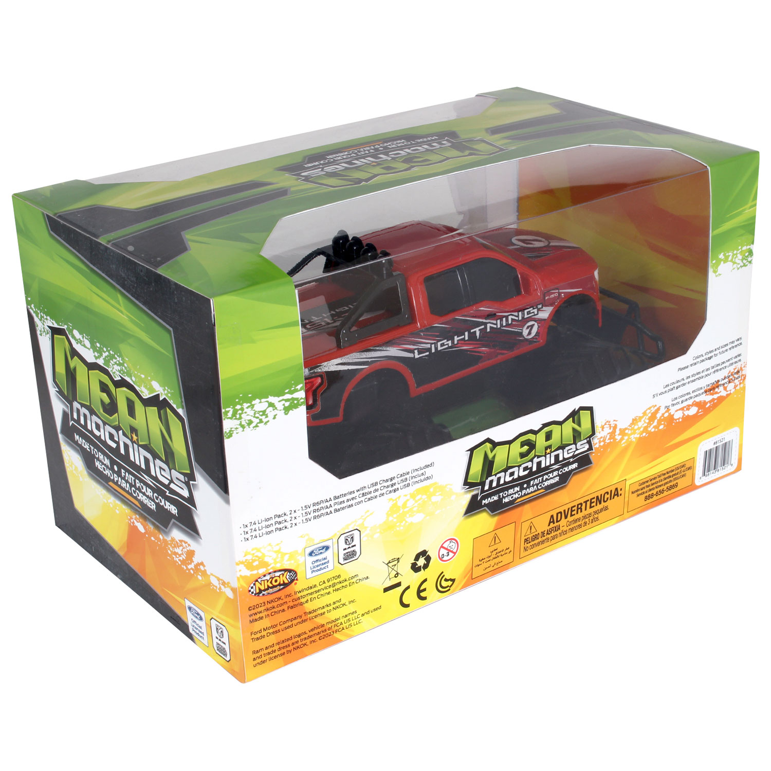 Camion tout-terrain téléguidé Ford-F150 Lightning de NKOK - Rouge