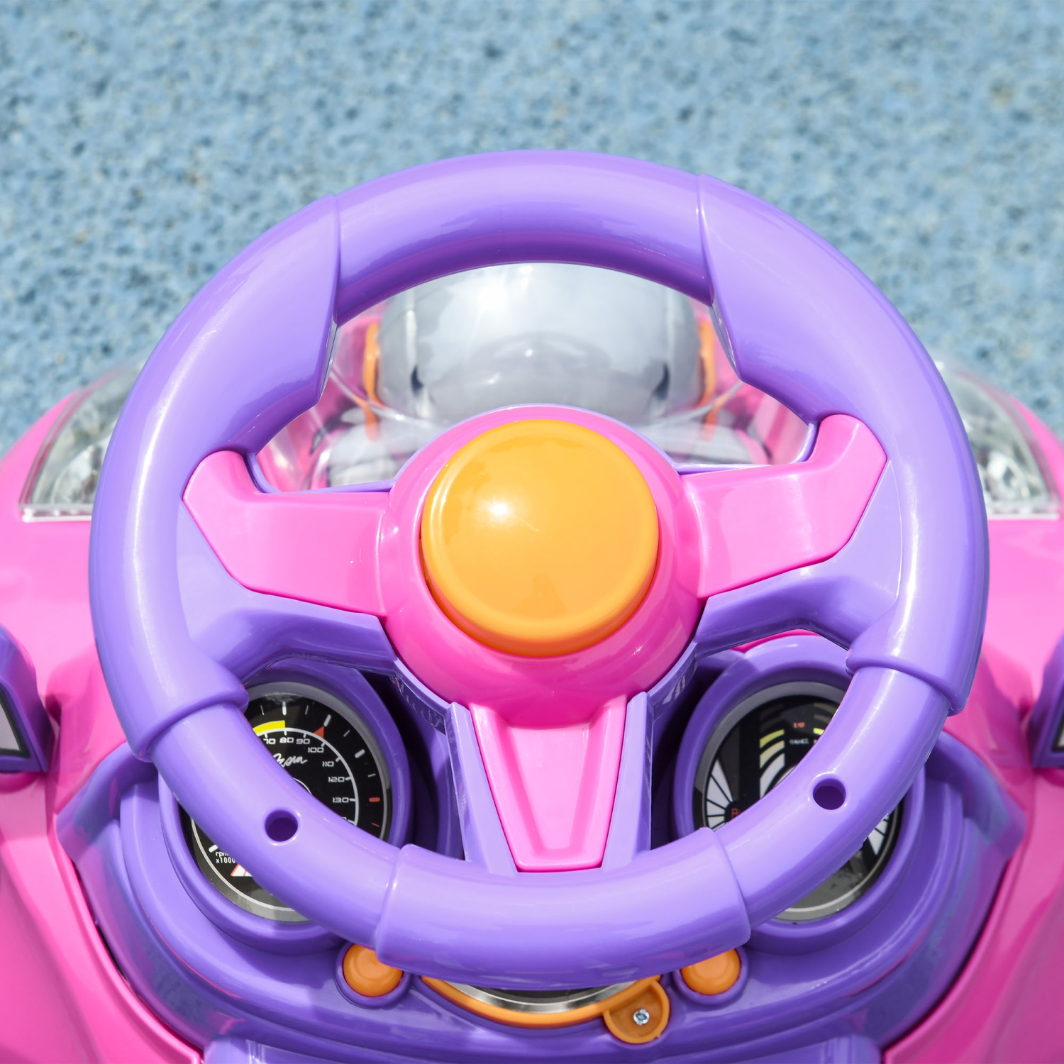 Qaba Push car, 3-en-1 voiture coulissante pour tout-petit enfant avec musique, lumière, voiture pour bébé au sol avec poignée, auvent amovible,