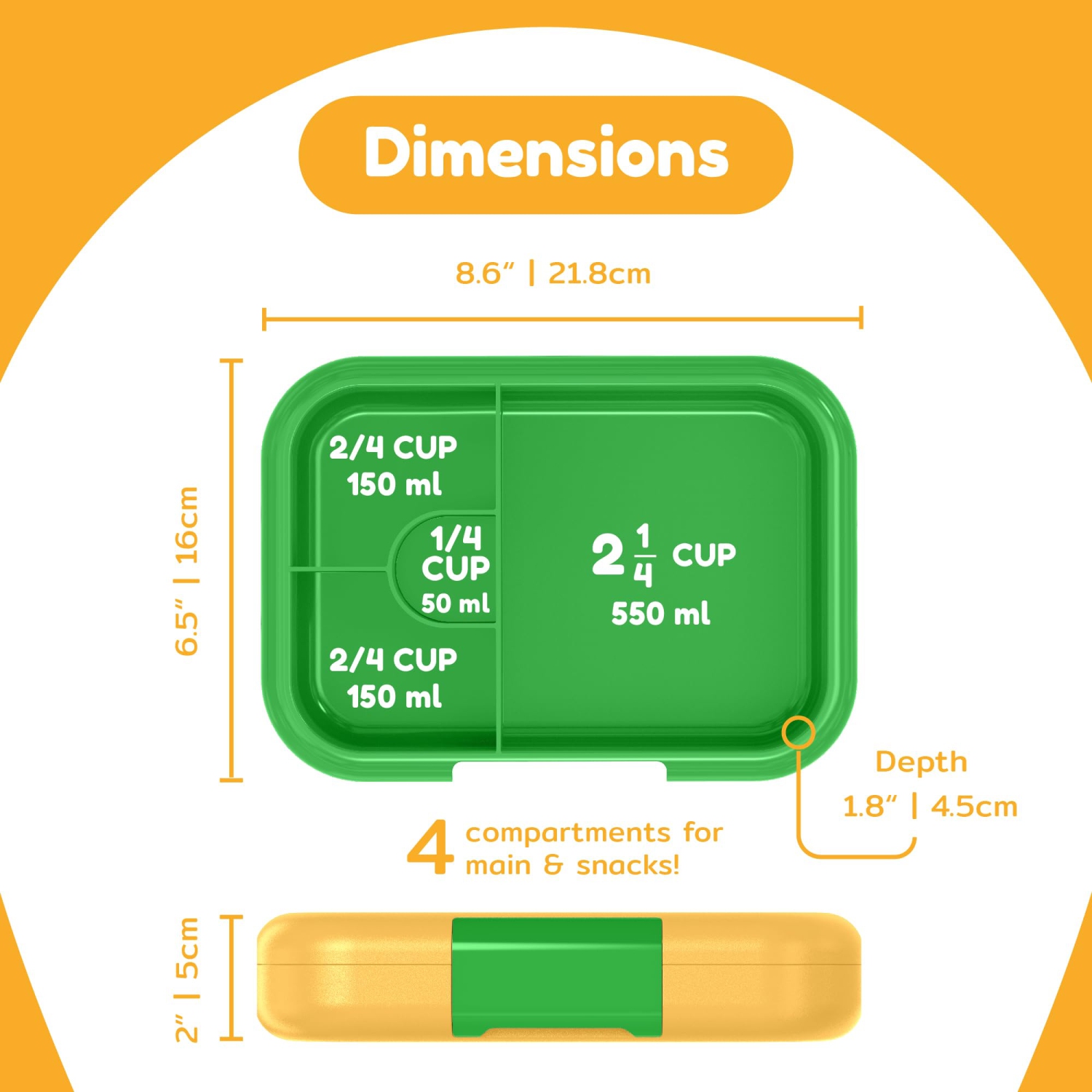 BOZ Bento Box for Kids - Toddler Lunch Box for Daycare - Leak Proof 4 Compartments Kids Lunch Container - Dishwasher Safe - Bento Lunch Box